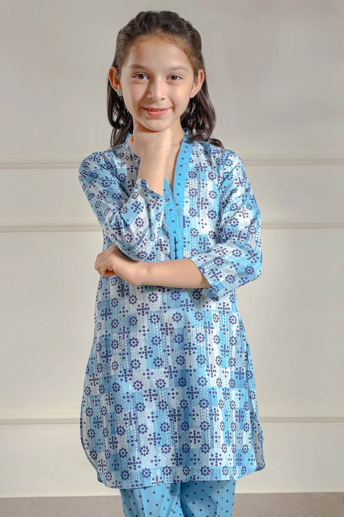 Stitched Printed Lawn Shirt For Kids - Image 3