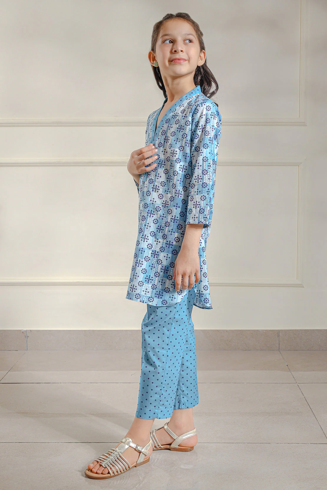 Stitched Printed Lawn Shirt For Kids - Image 4