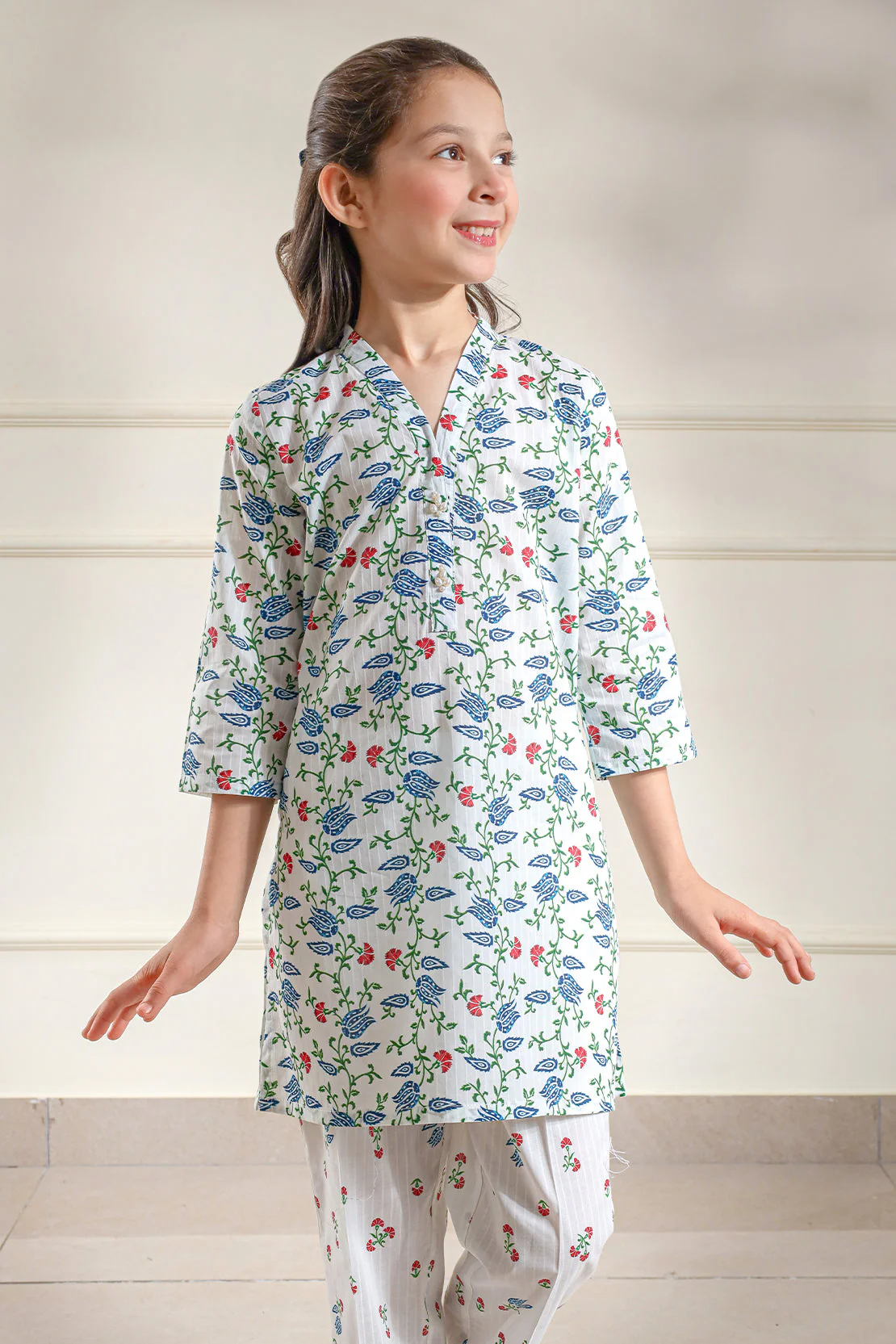 Stitched Printed Lawn Shirt For Kids - Image 2