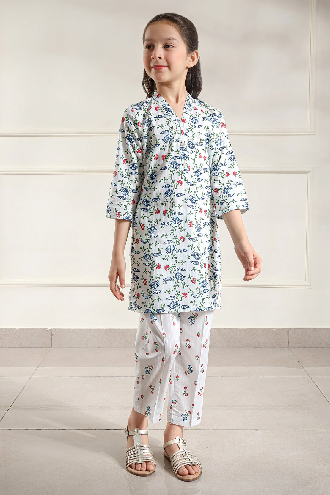 Stitched Printed Lawn Shirt For Kids - Image 4