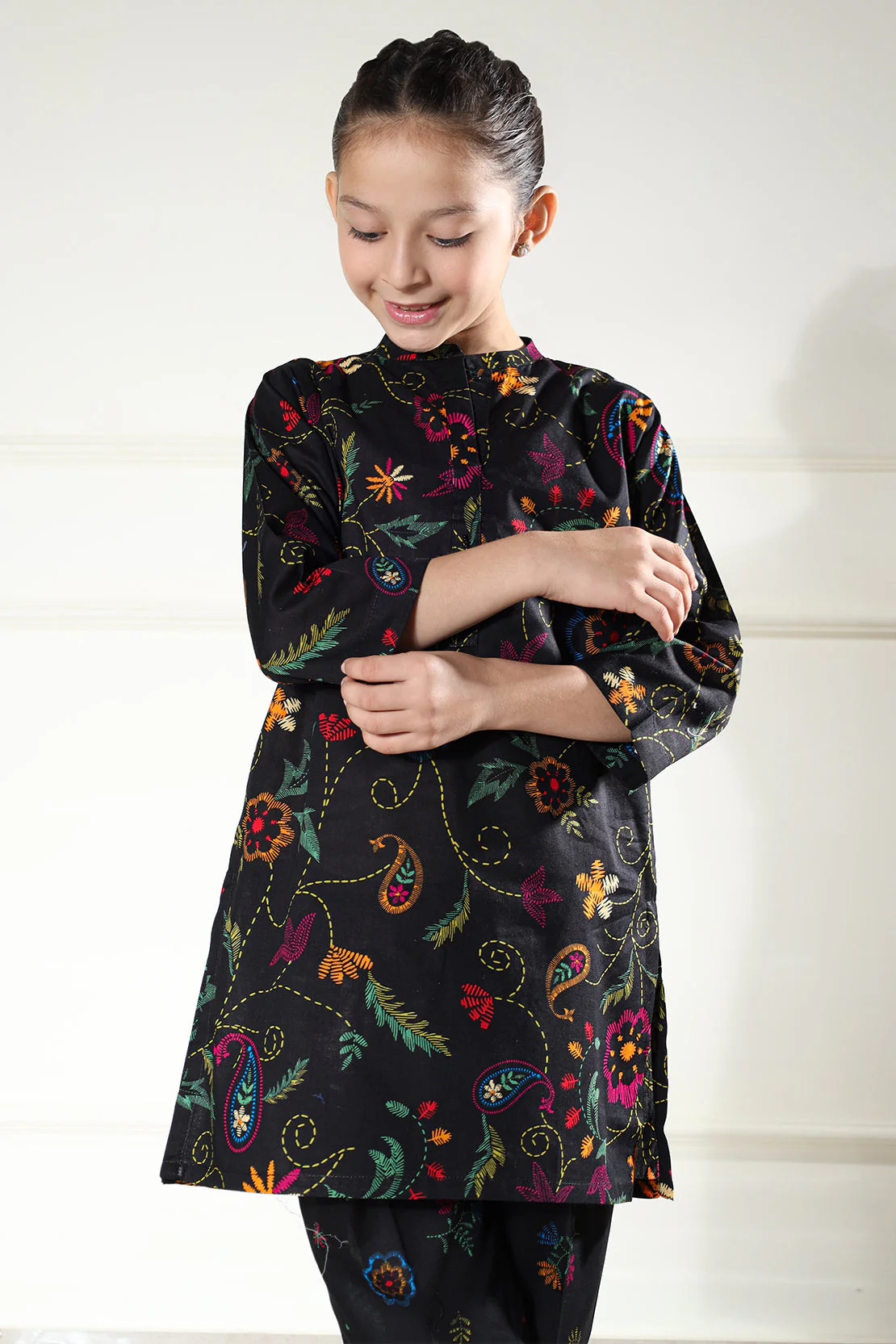 Stitched Printed Lawn Shirt For Kids - Image 3