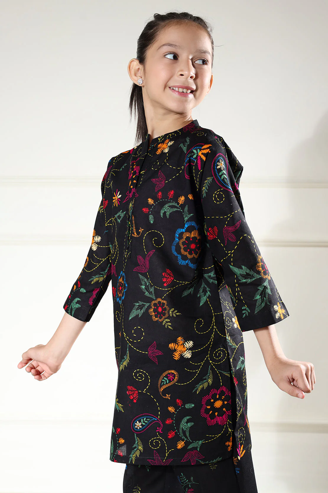 Stitched Printed Lawn Shirt For Kids - Image 4