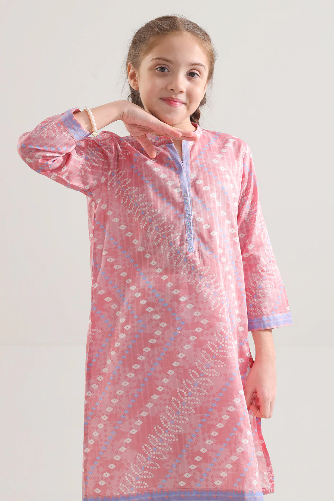 Stitched Printed Lawn Shirt For Kids - Image 3