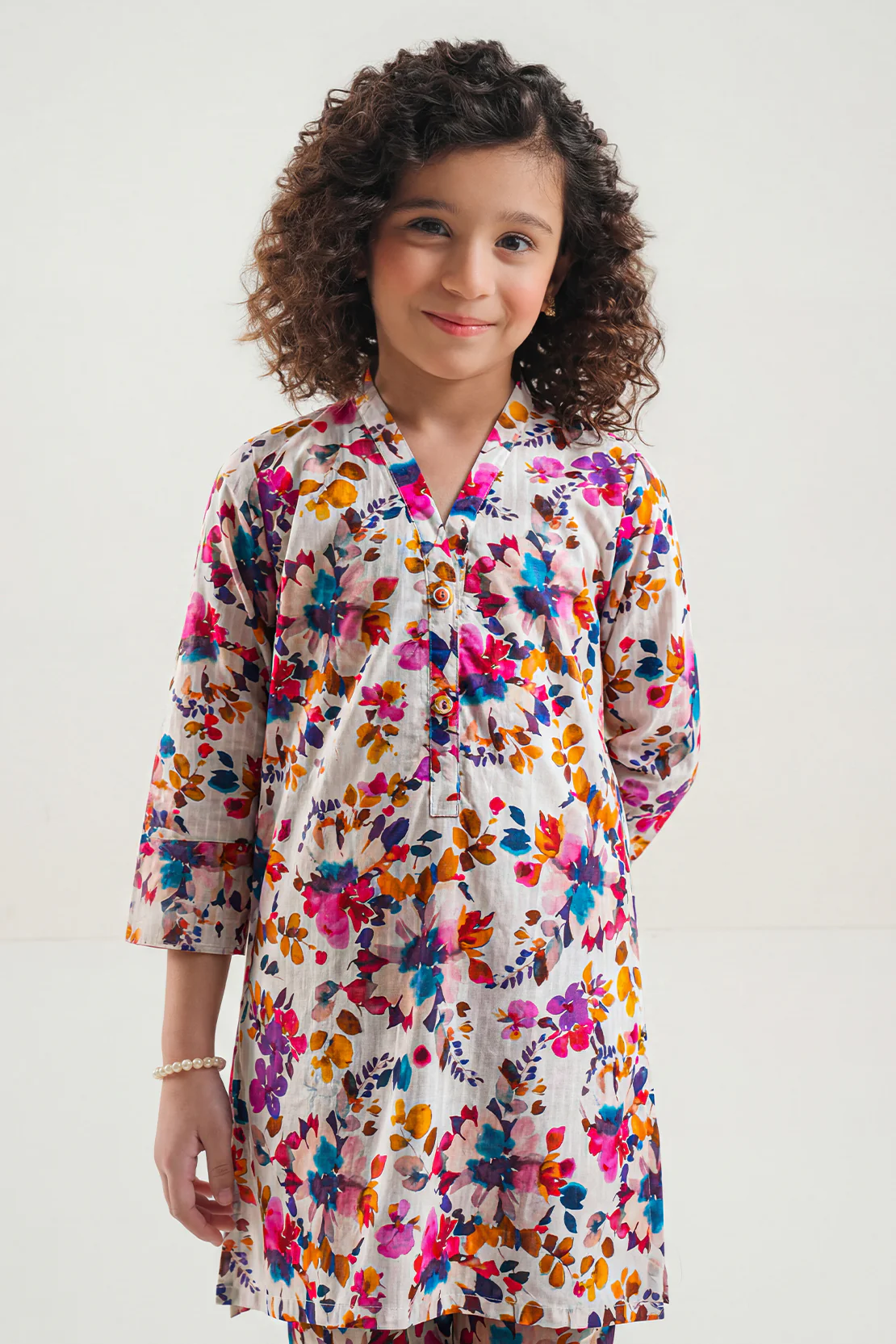 Stitched Printed Lawn Shirt For Kids - Image 3