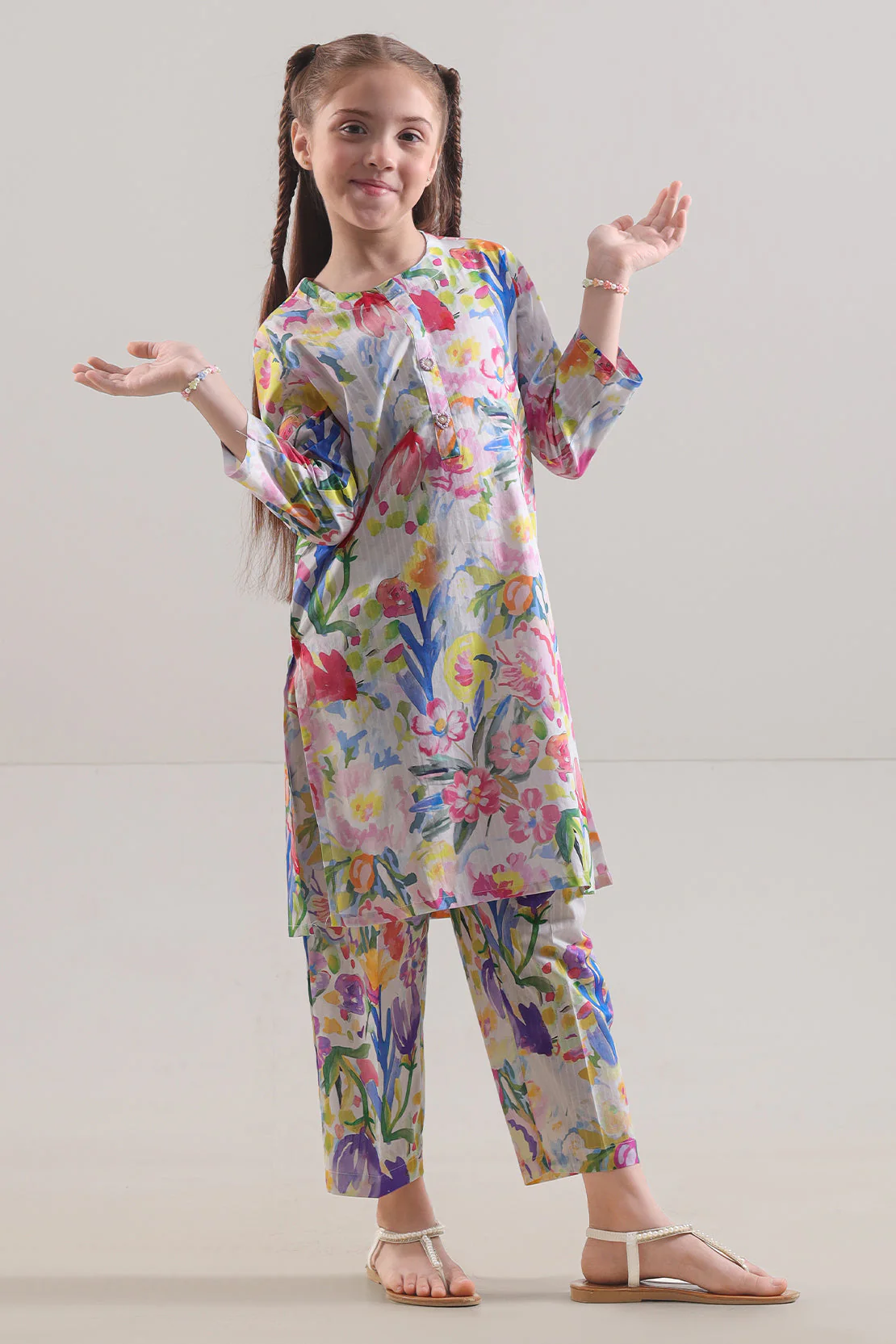 Stitched Printed Lawn Shirt For Kids