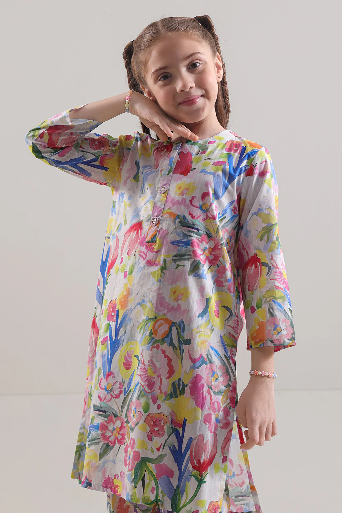 Stitched Printed Lawn Shirt For Kids - Image 2