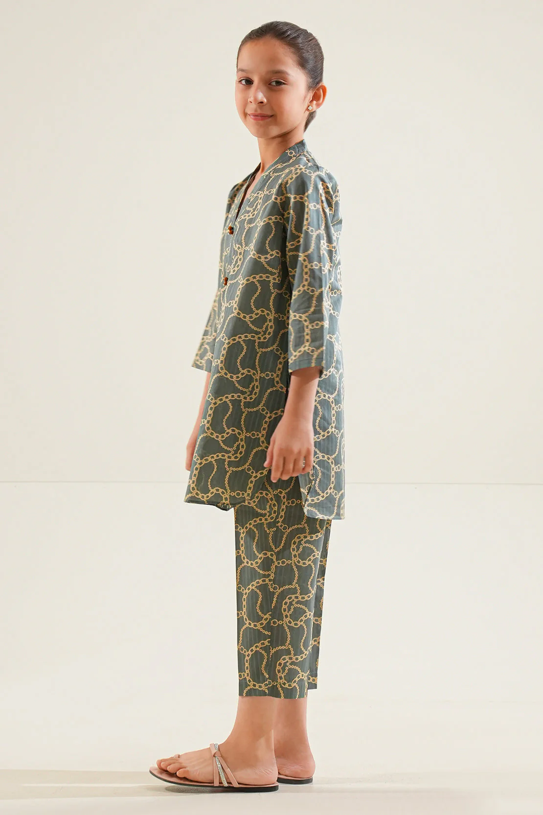 Stitched Printed Lawn Shirt For Kids - Image 2