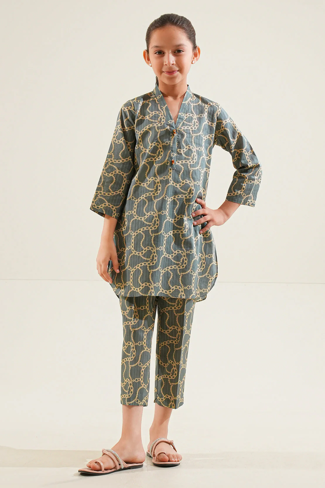 Stitched Printed Lawn Shirt For Kids - Image 3