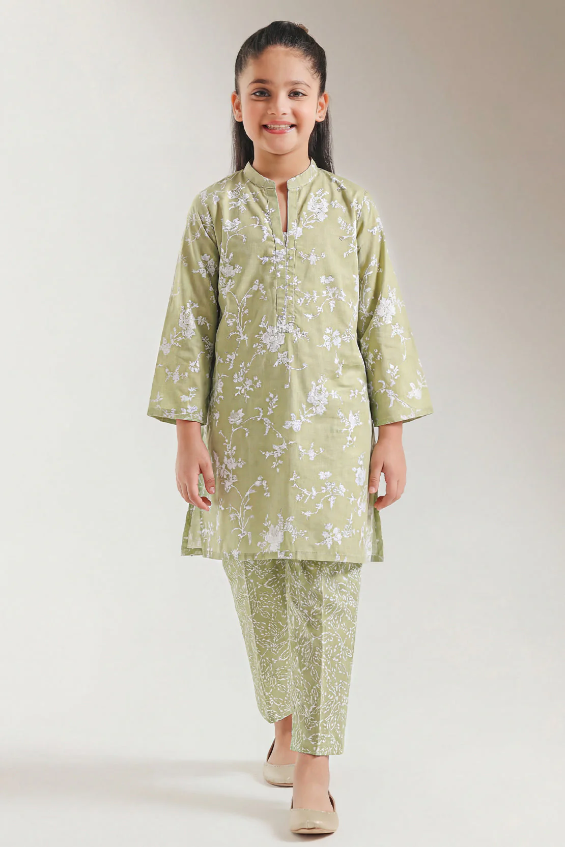 Stitched Printed Lawn Shirt For Kids - Image 2