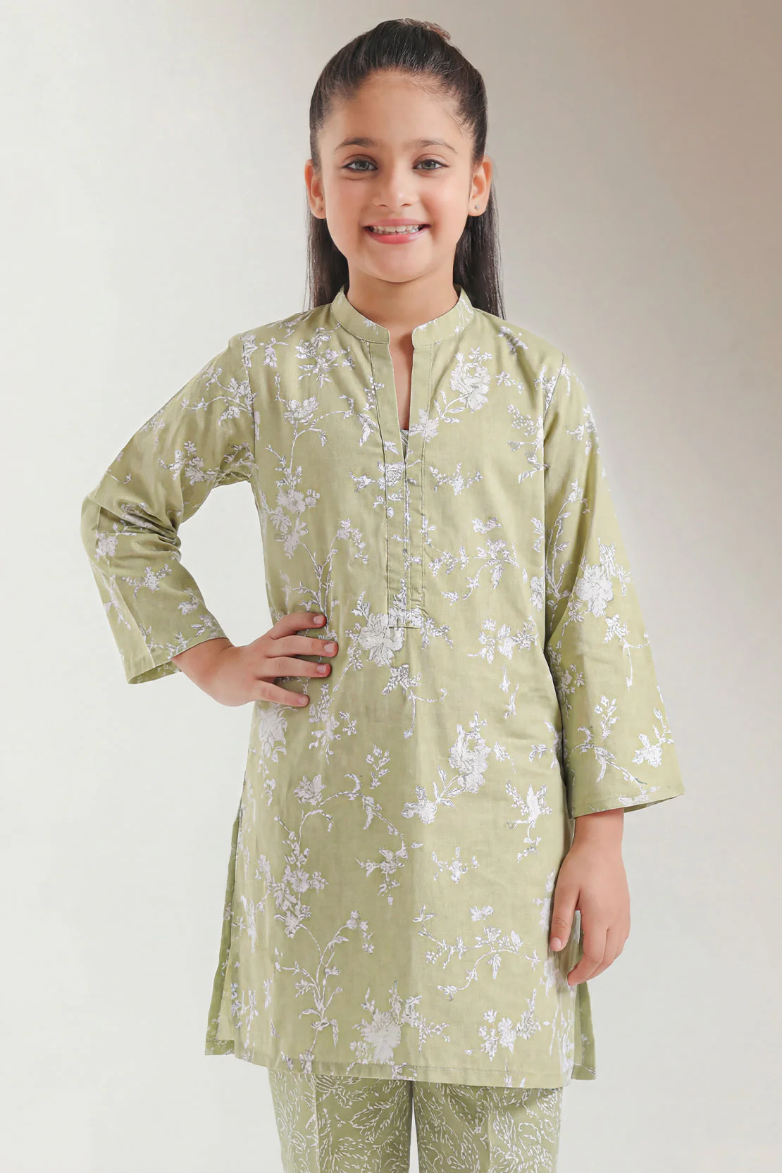 Stitched Printed Lawn Shirt For Kids - Image 3