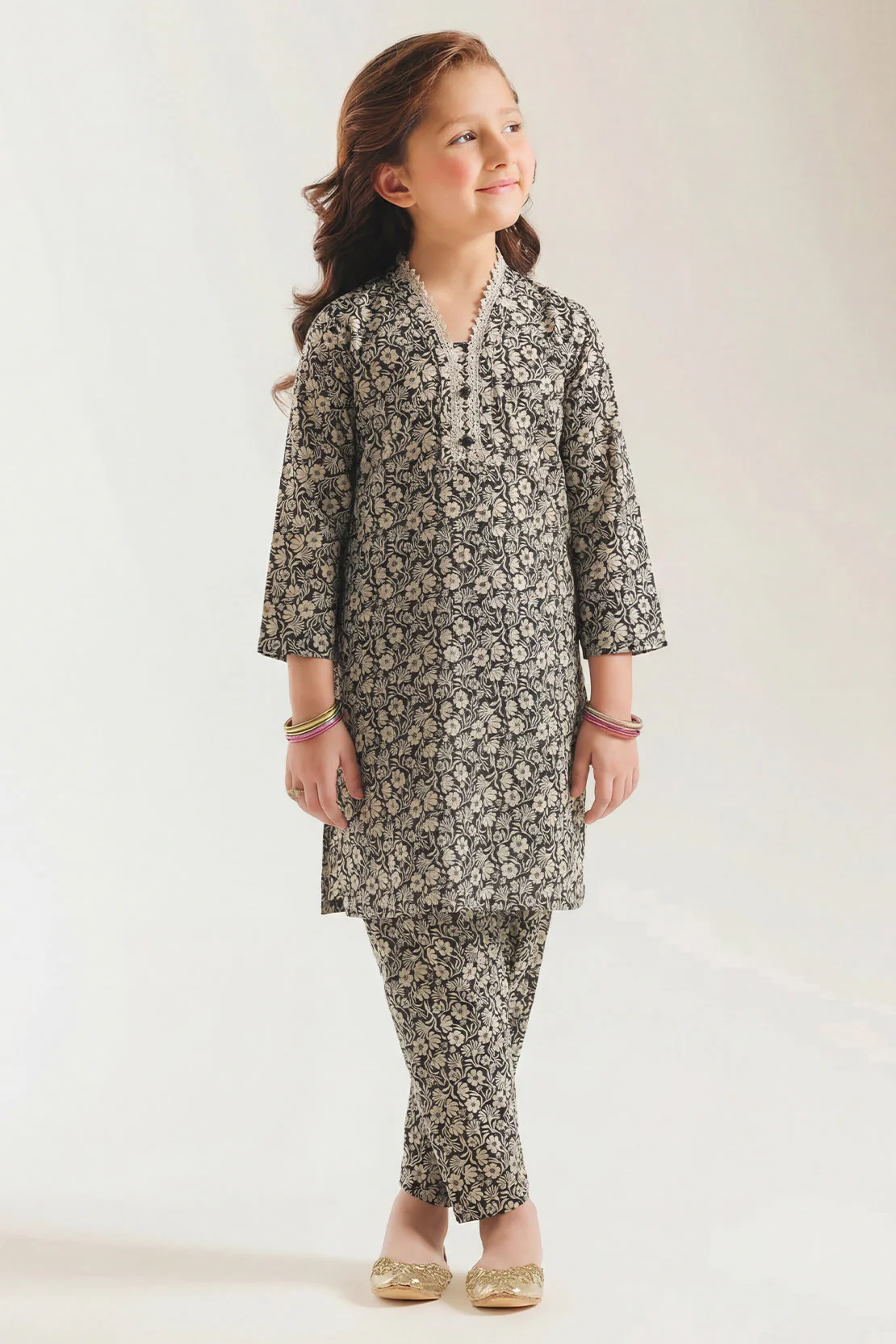 Stitched Printed Lawn Shirt For Kids - Image 2