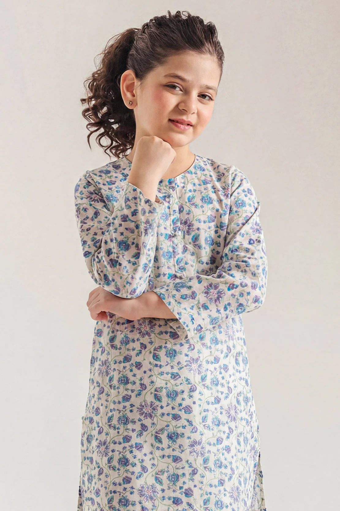 Stitched Printed Lawn Shirt For Kids - Image 2