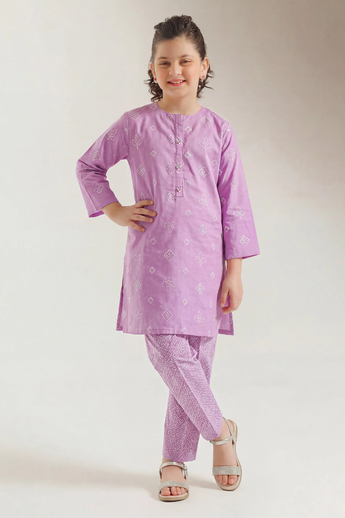 Stitched Printed Lawn Shirt For Kids - Image 2