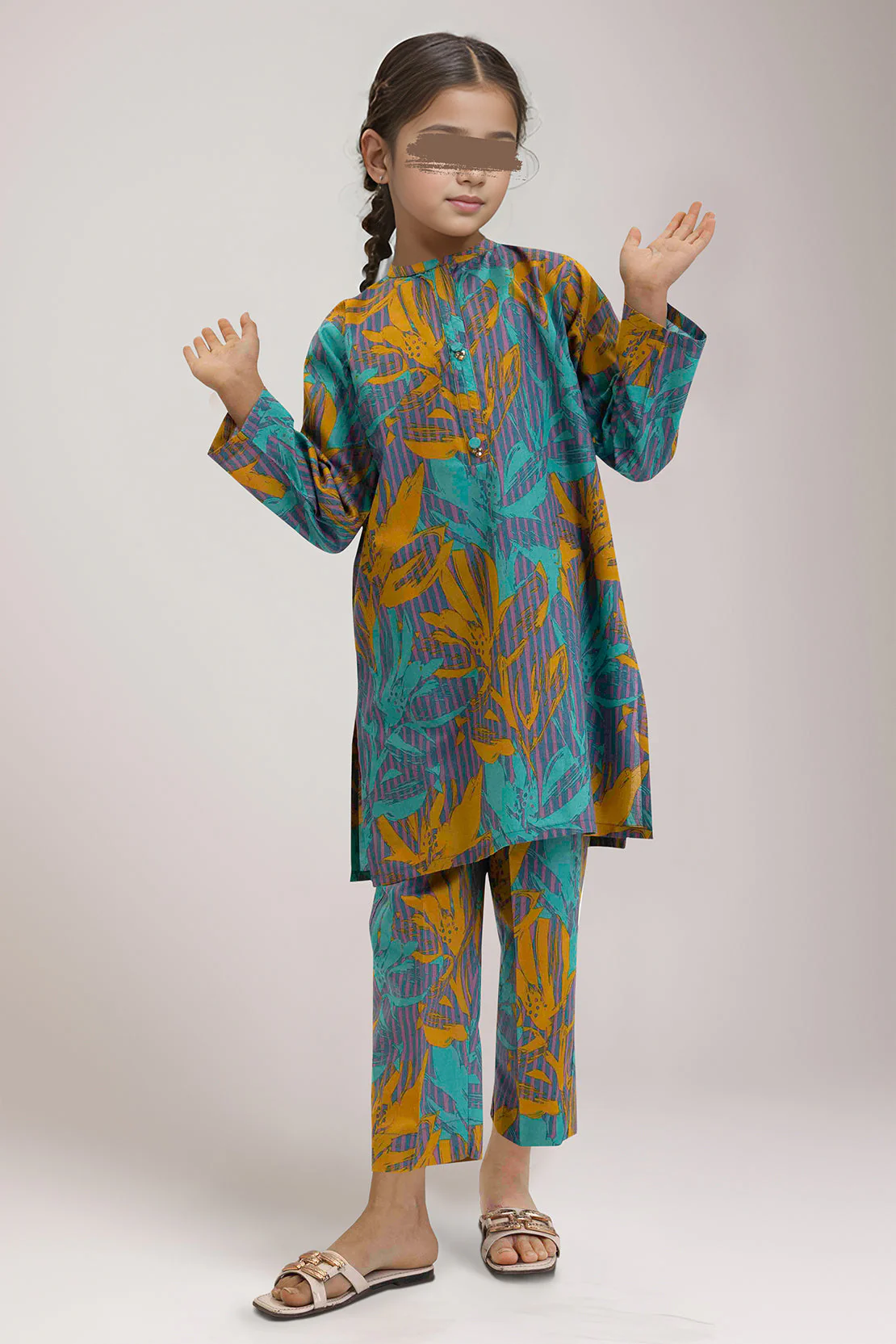 Stitched Printed Lawn Shirt/trouser For Kids