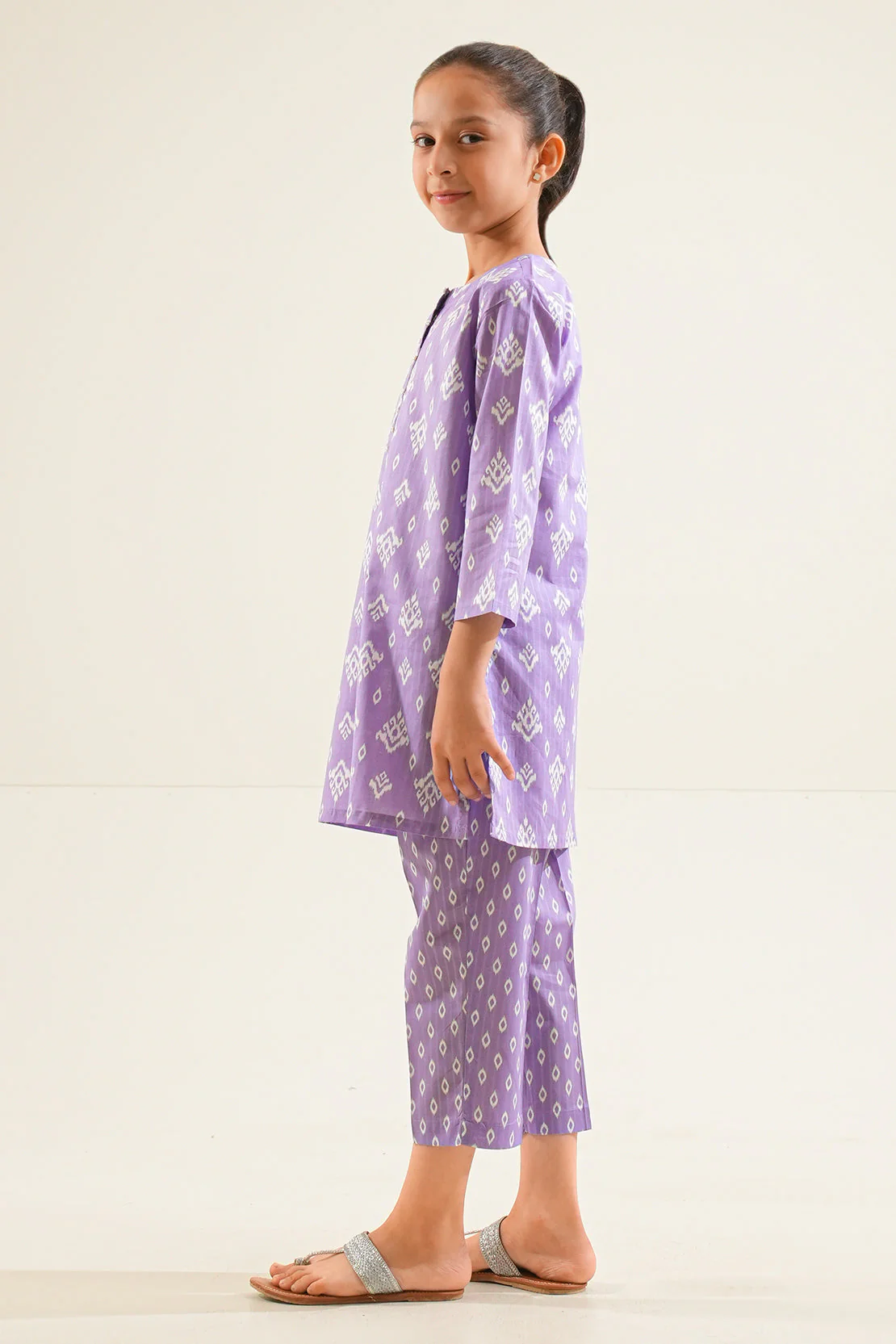 Stitched Printed Stirp Lawn Shirt For Kids - Image 3
