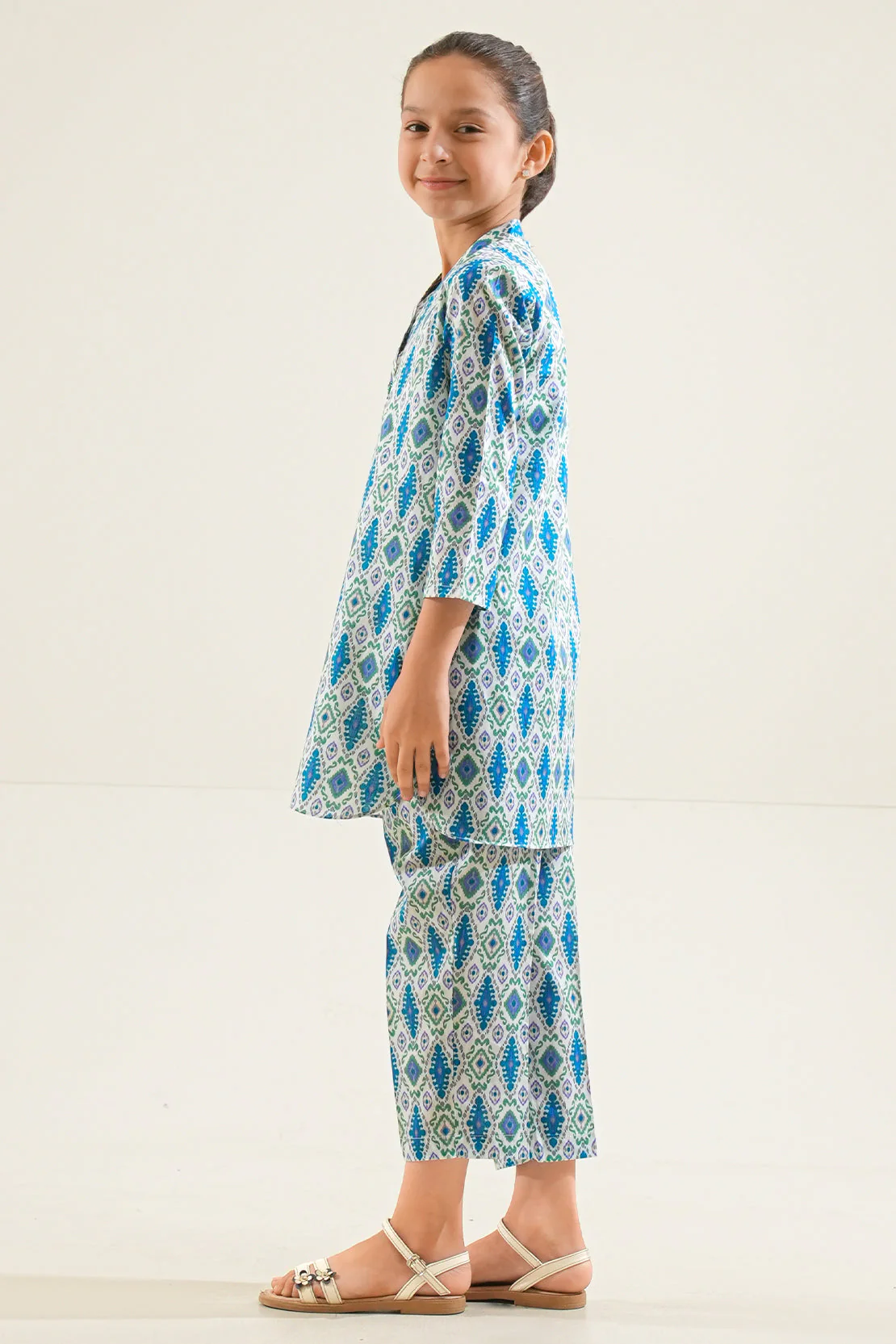 Stitched Printed Stirp Lawn Shirt For Kids - Image 2