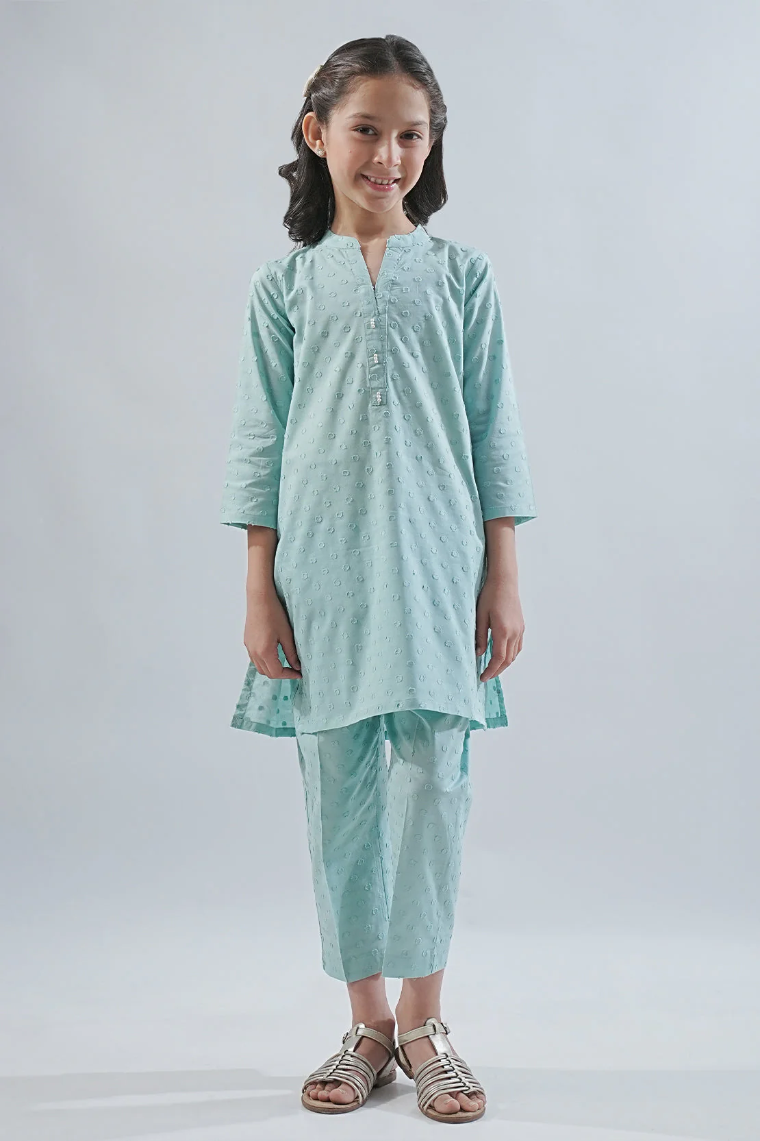 Stitched Reverse Jacquard Shirt/Trouser For Kids - Image 5