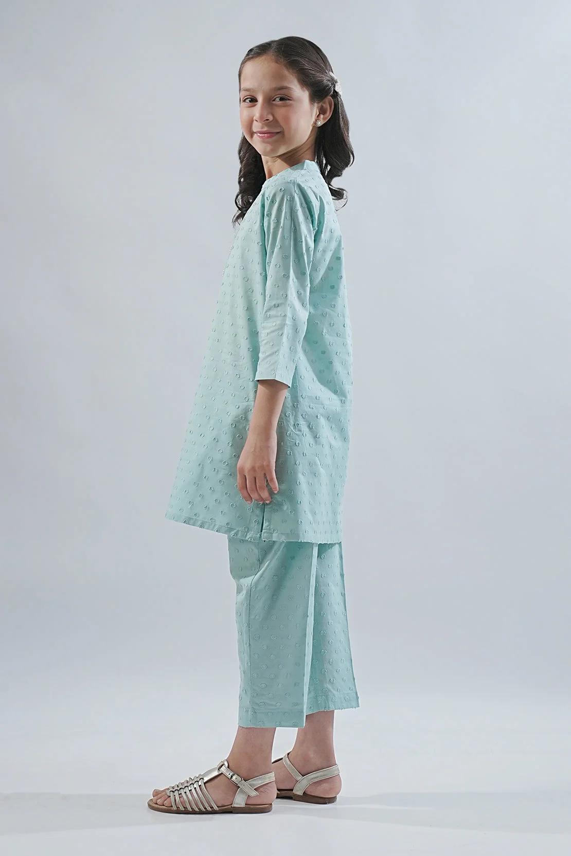 Stitched Reverse Jacquard Shirt/Trouser For Kids - Image 6