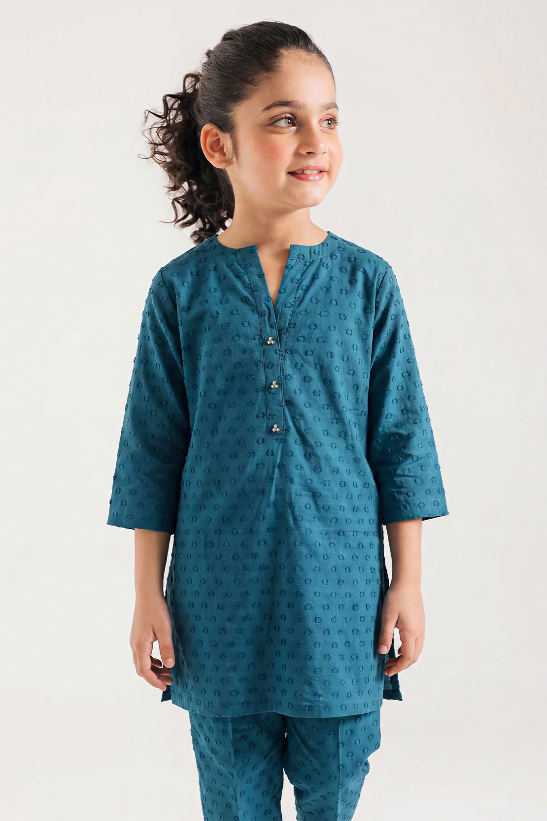 Stitched Reverse Jacquard Shirt/Trouser For Kids