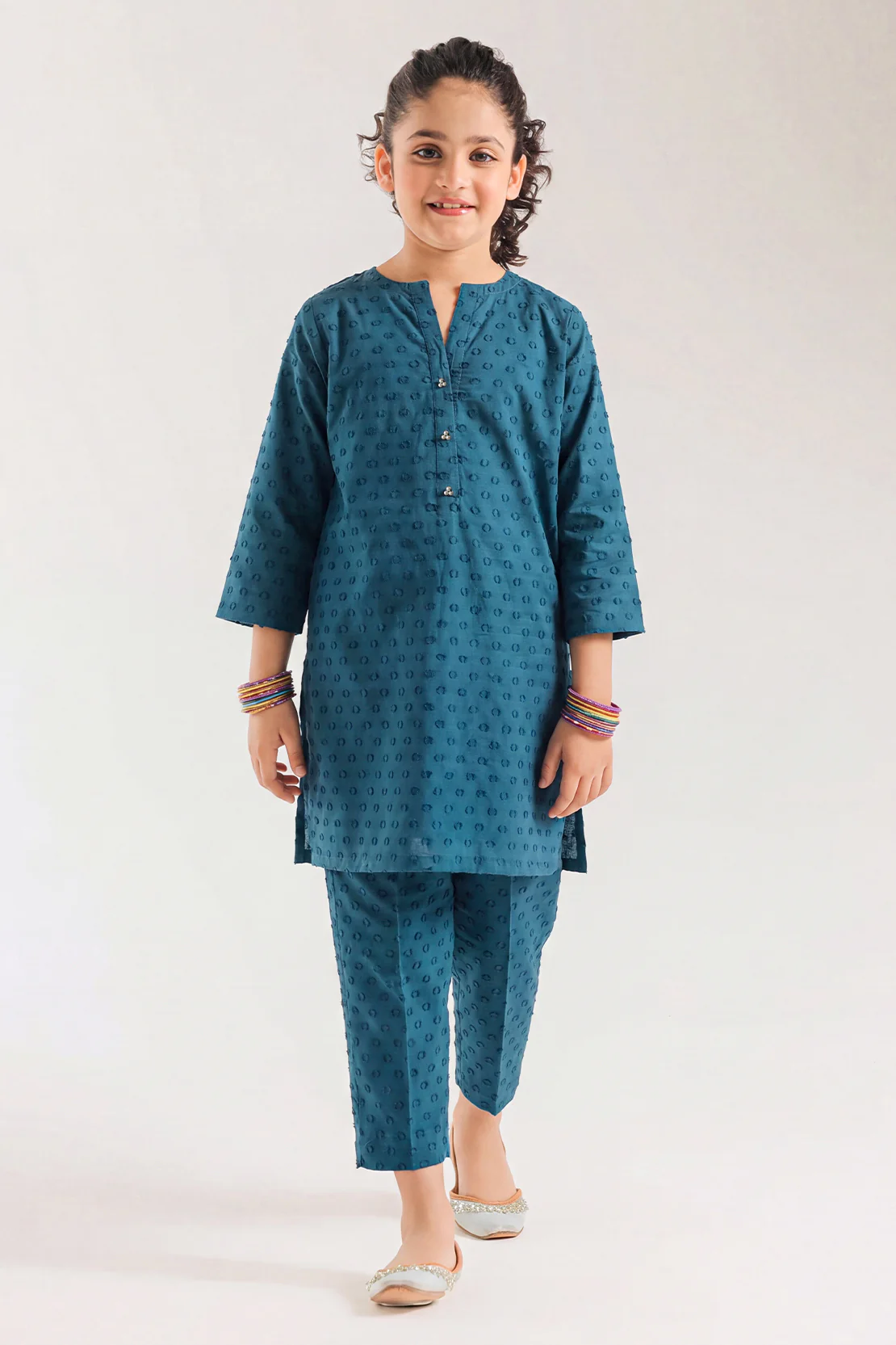Stitched Reverse Jacquard Shirt/Trouser For Kids - Image 2