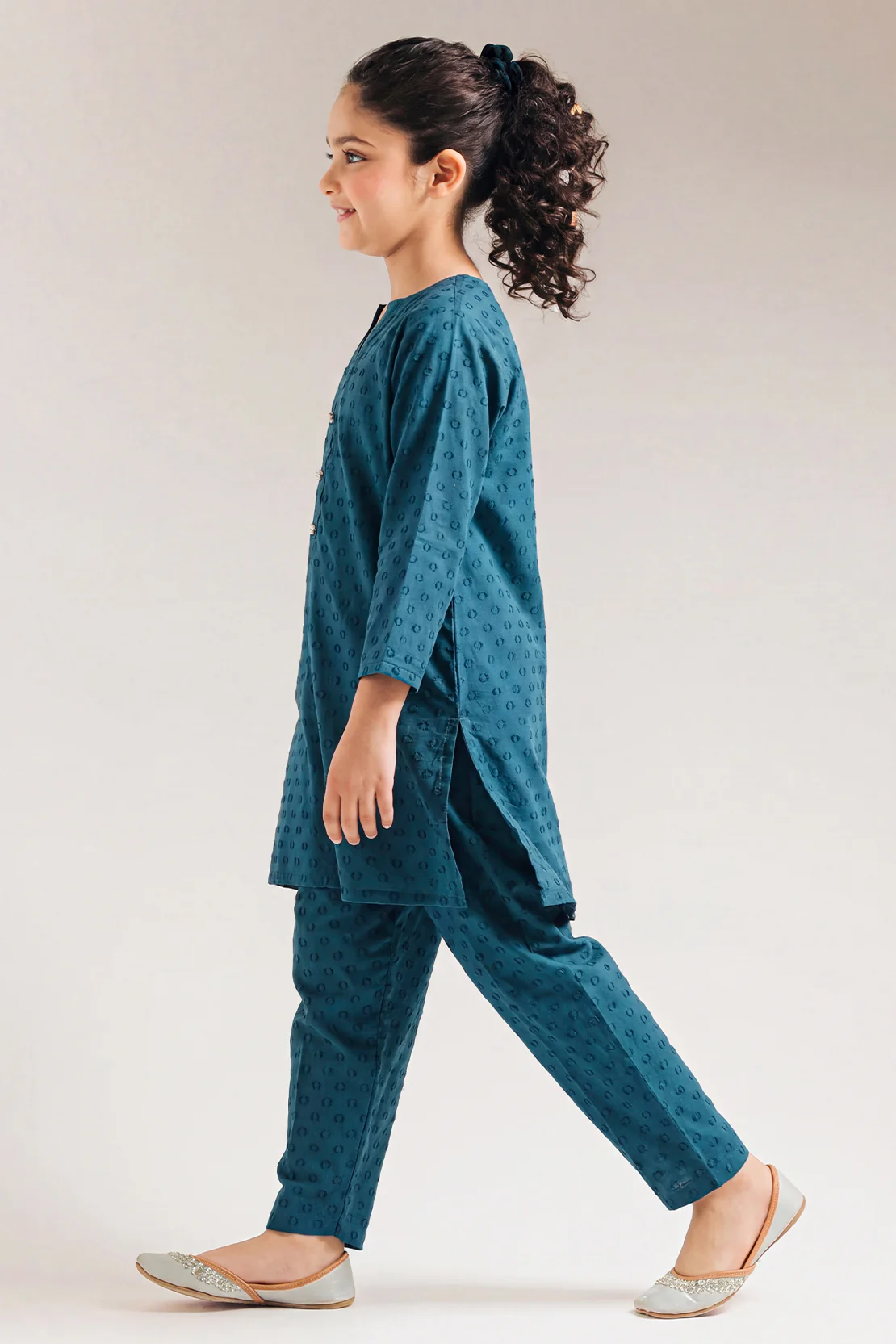 Stitched Reverse Jacquard Shirt/Trouser For Kids - Image 3
