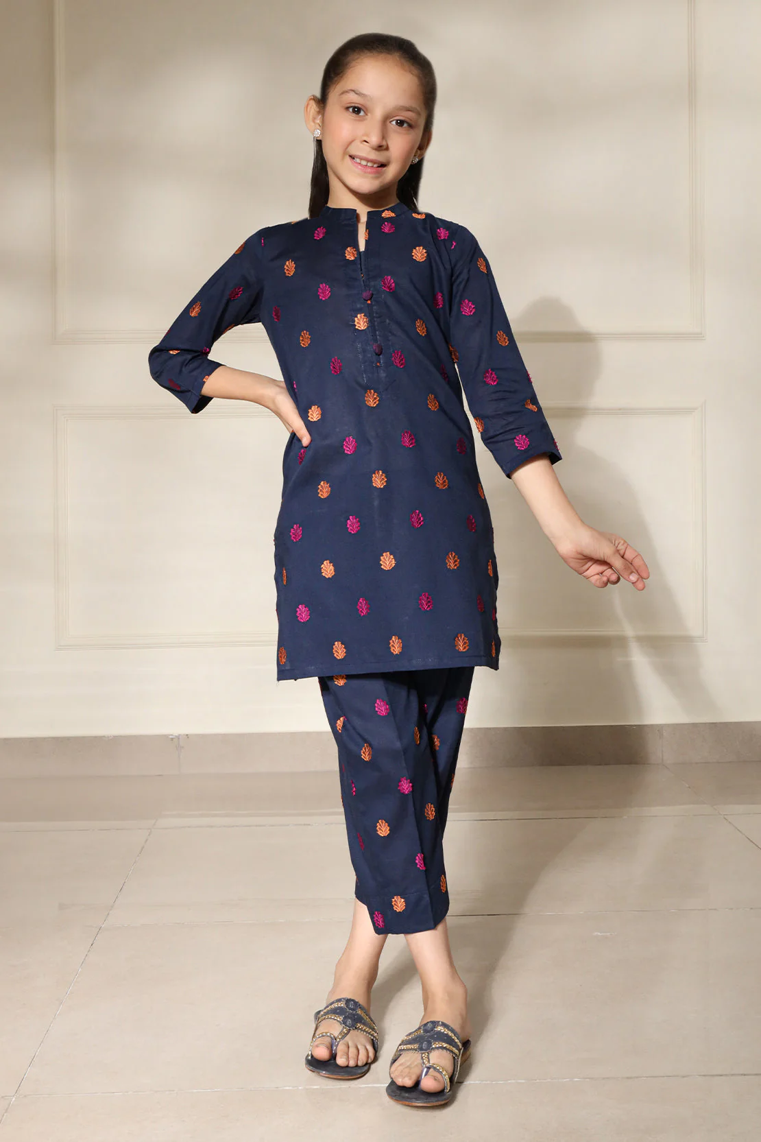 Stitched Reverse Jacquard Shirt/trouser For Kids - Image 2