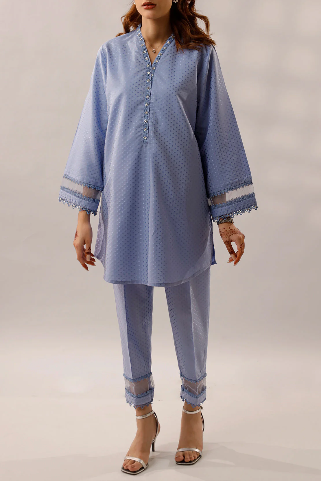 Stitched Self Jacquard 2 Piece (Shirt/Trouser) - Image 2
