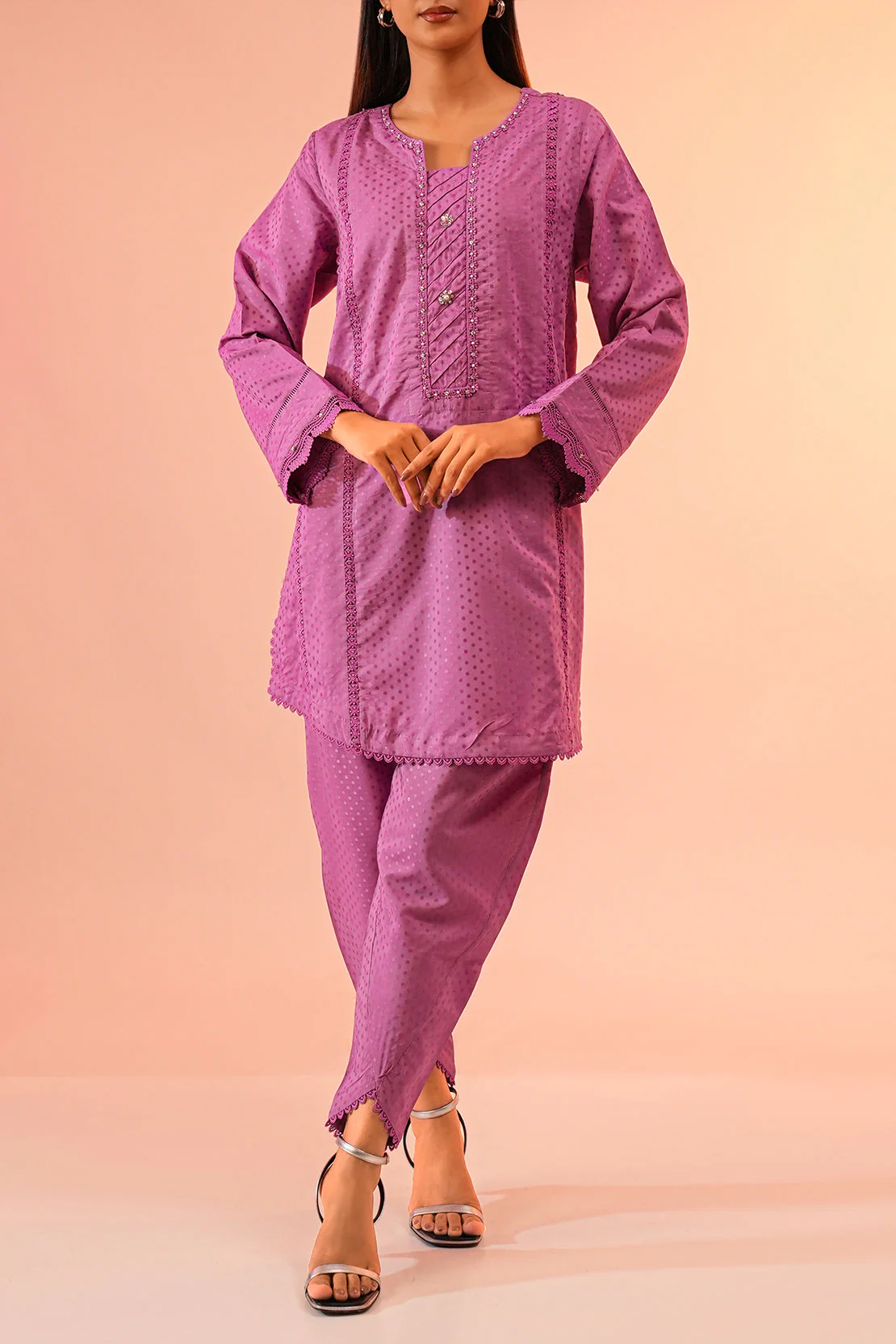 Stitched Self Jacquard 2 Piece (Shirt/Trouser) - Image 4