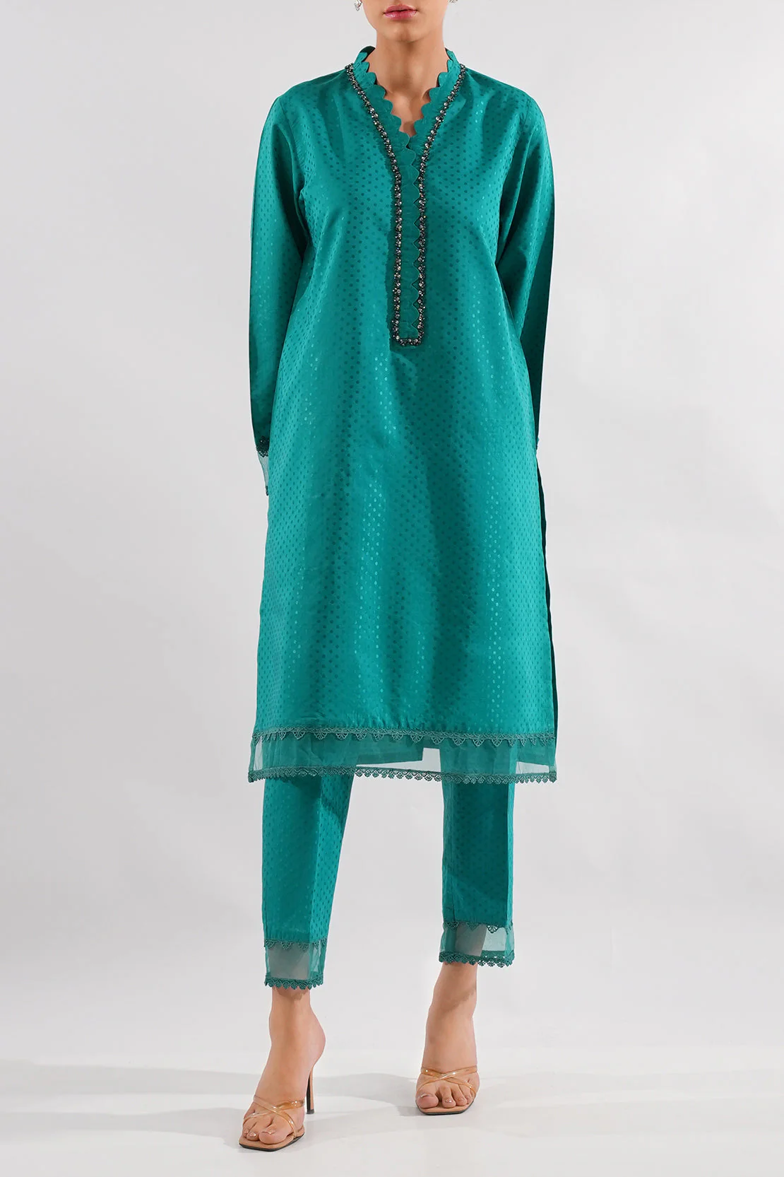 Stitched Self Jacquard 2 Piece (Shirt/Trouser) - Image 2