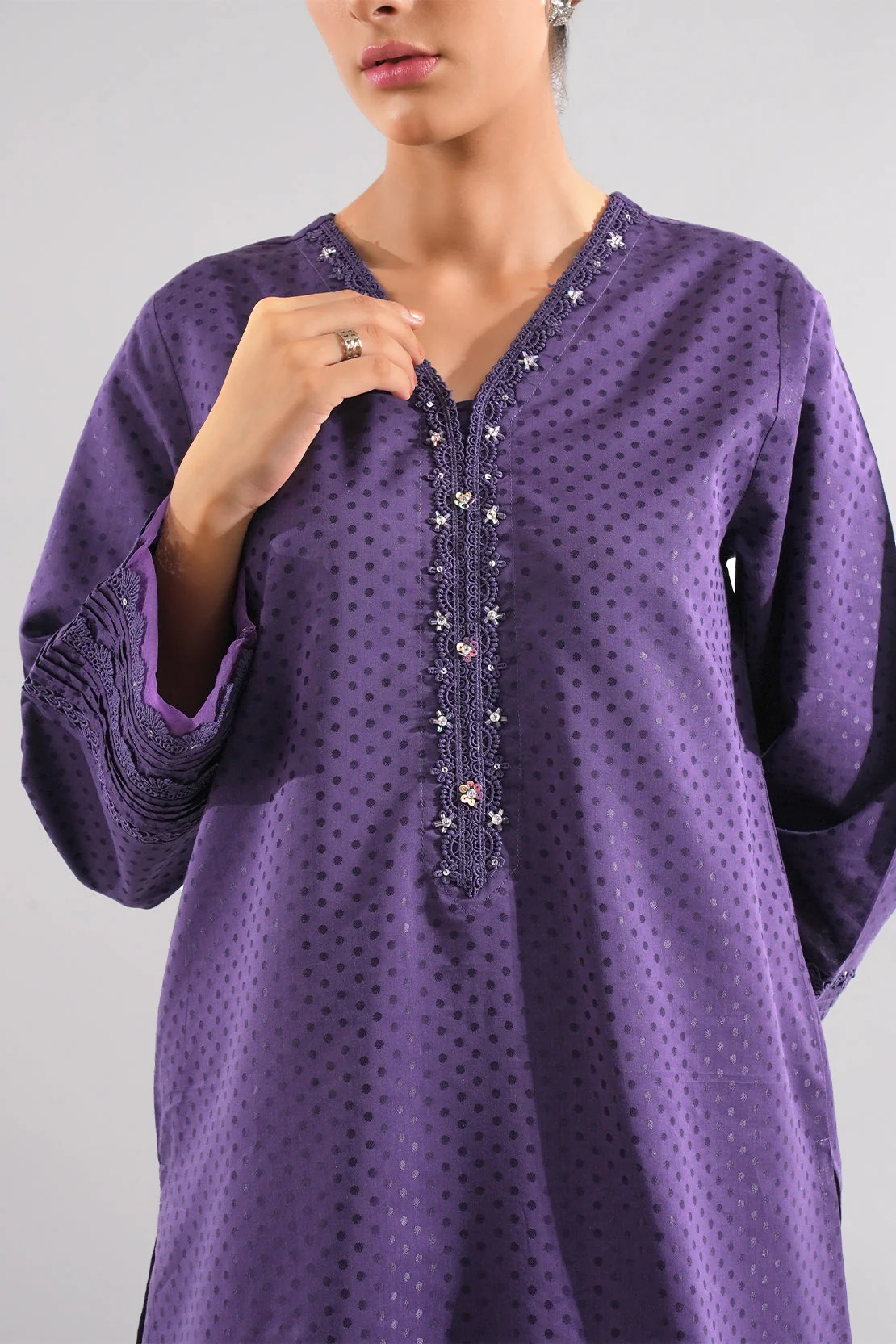 Stitched Self Jacquard 2 Piece (Shirt/Trouser)
