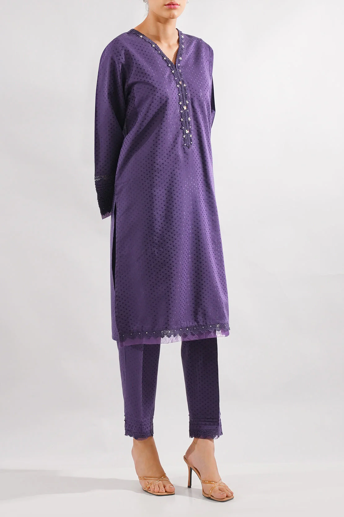 Stitched Self Jacquard 2 Piece (Shirt/Trouser) - Image 4