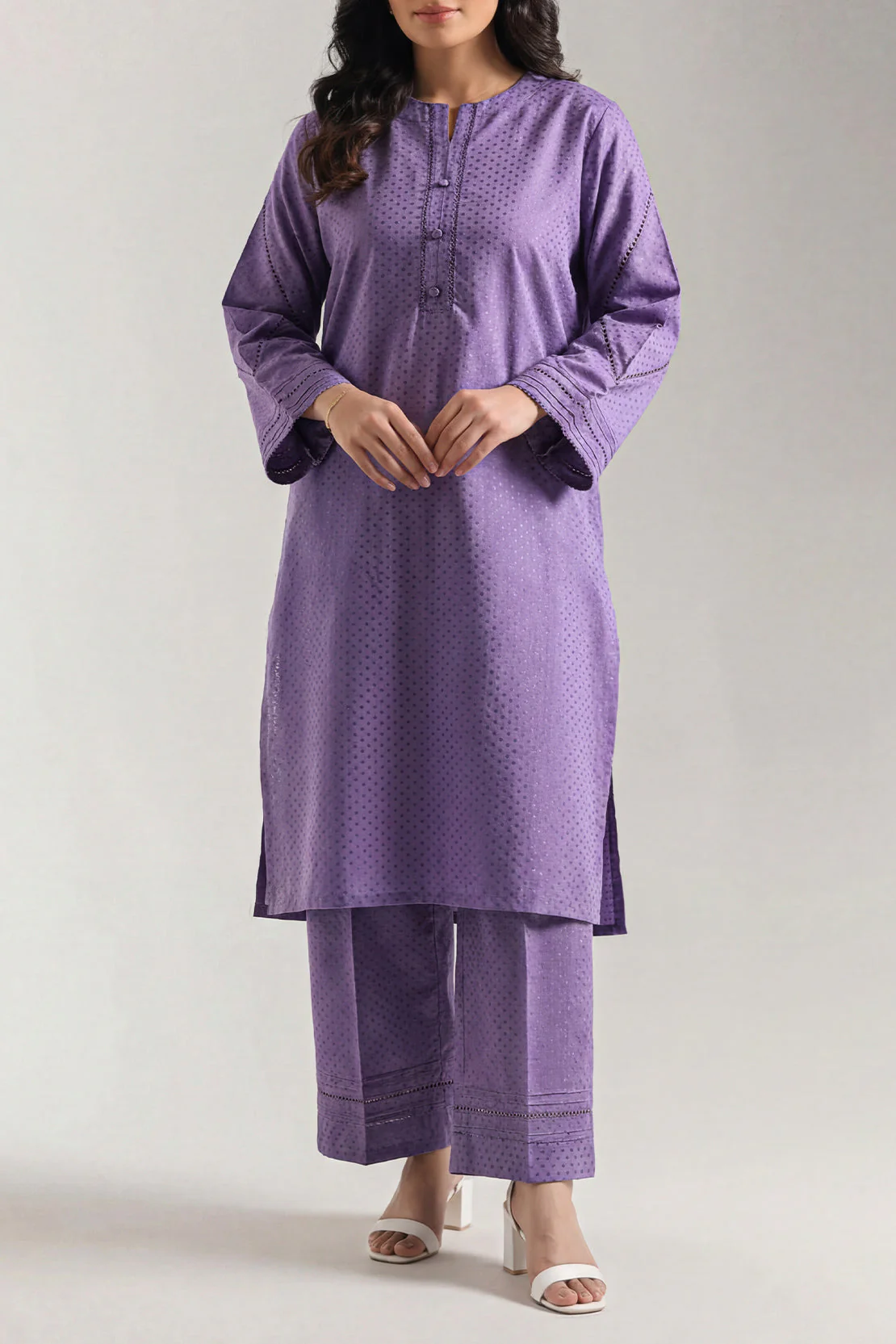 Stitched Self Jacquard 2 Piece (Shirt/Trouser) - Image 2