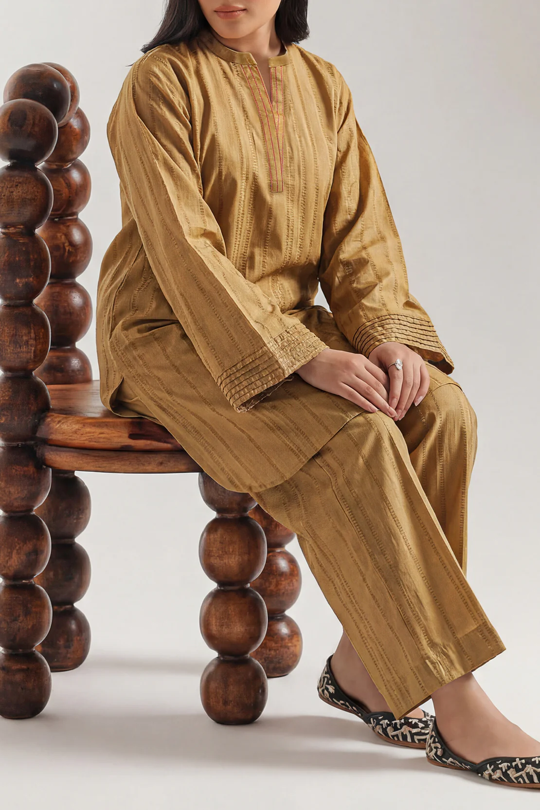 Stitched Self Jacquard 2 Piece (Shirt/Trouser) - Image 2