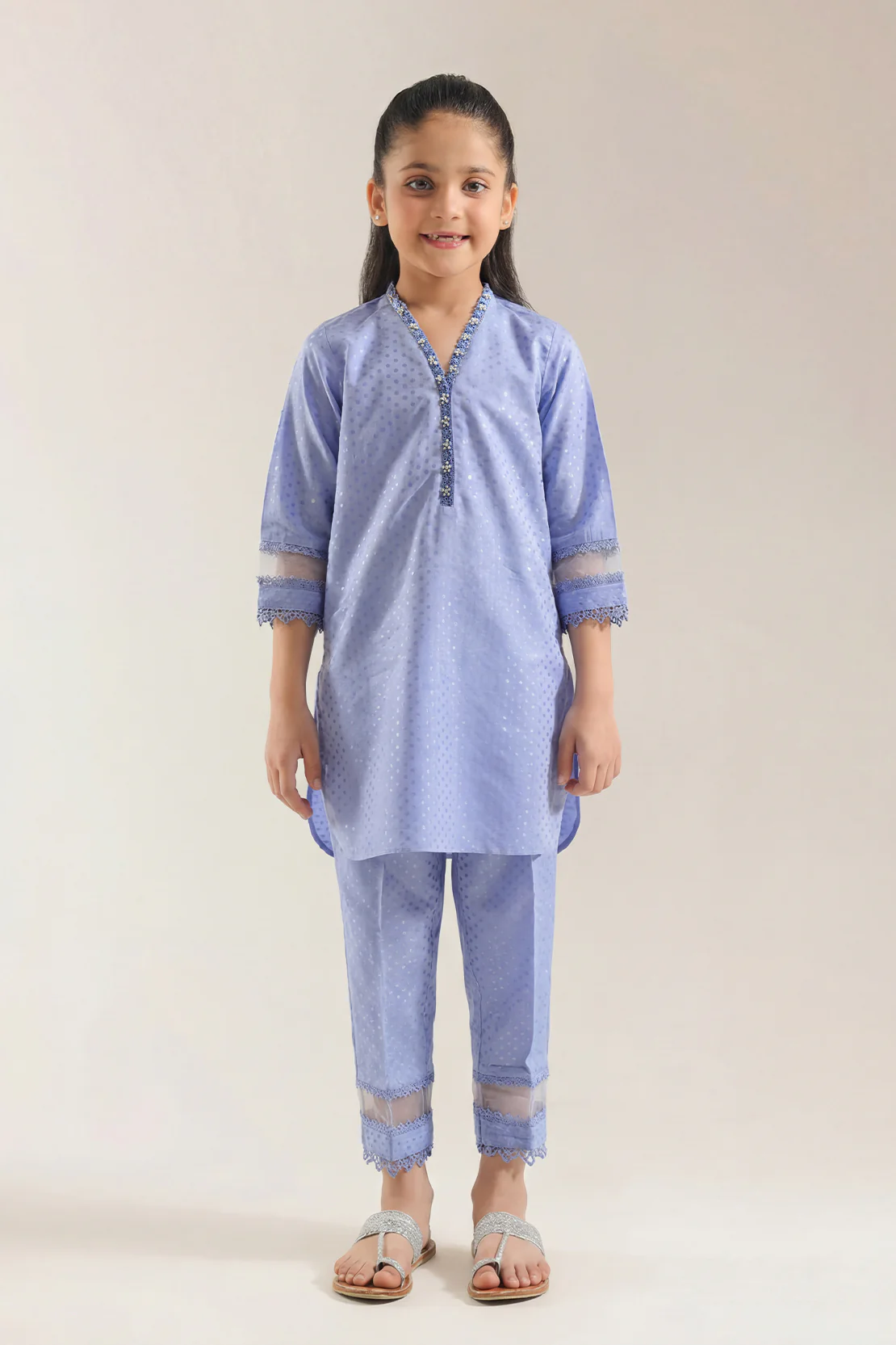 Stitched Self jacquard Shirt For Kids