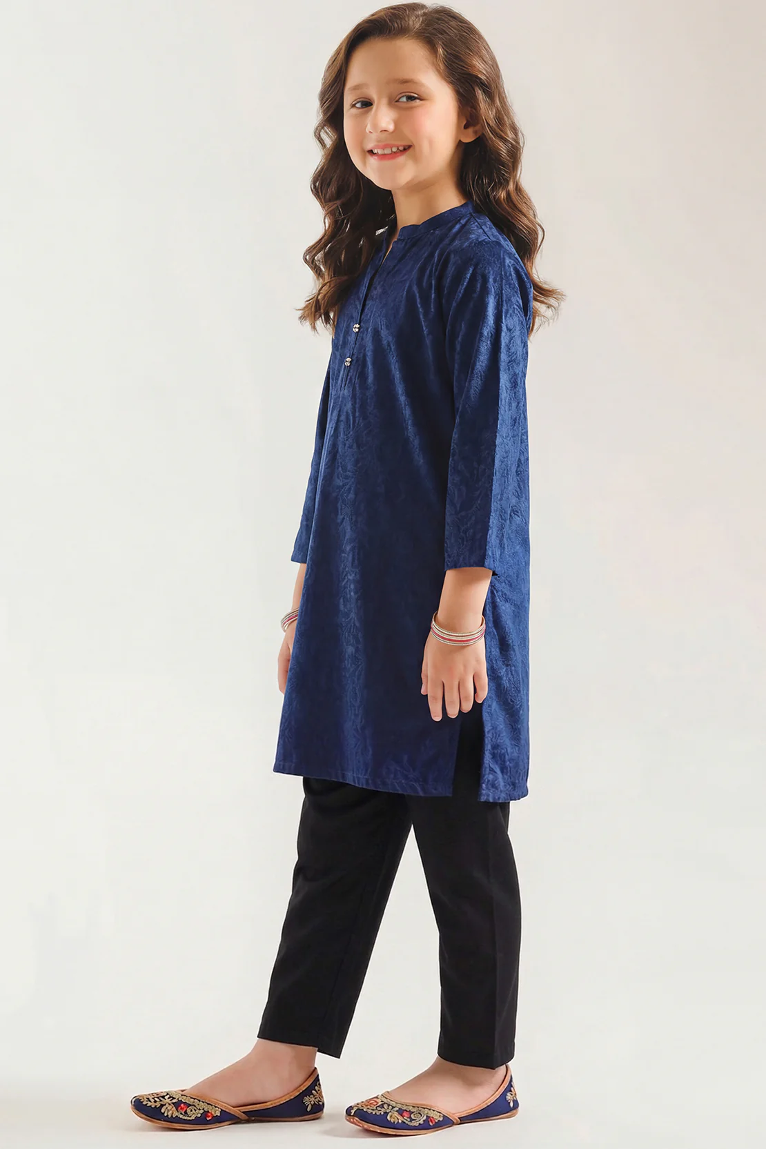 Stitched Self jacquard Shirt For Kids