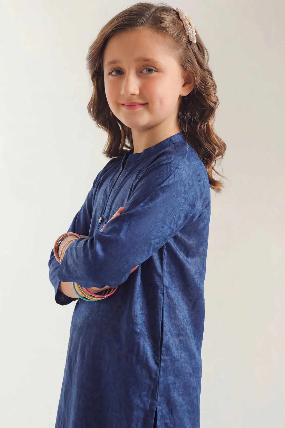Stitched Self jacquard Shirt For Kids - Image 2