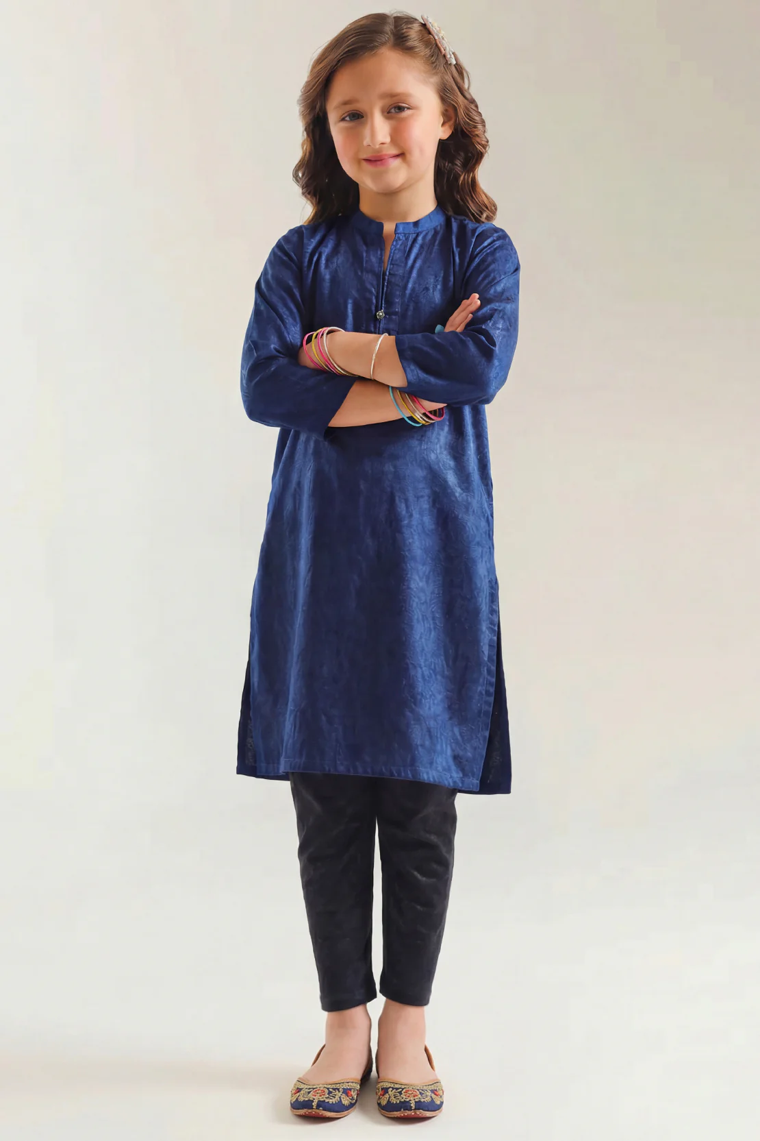 Stitched Self jacquard Shirt For Kids - Image 3