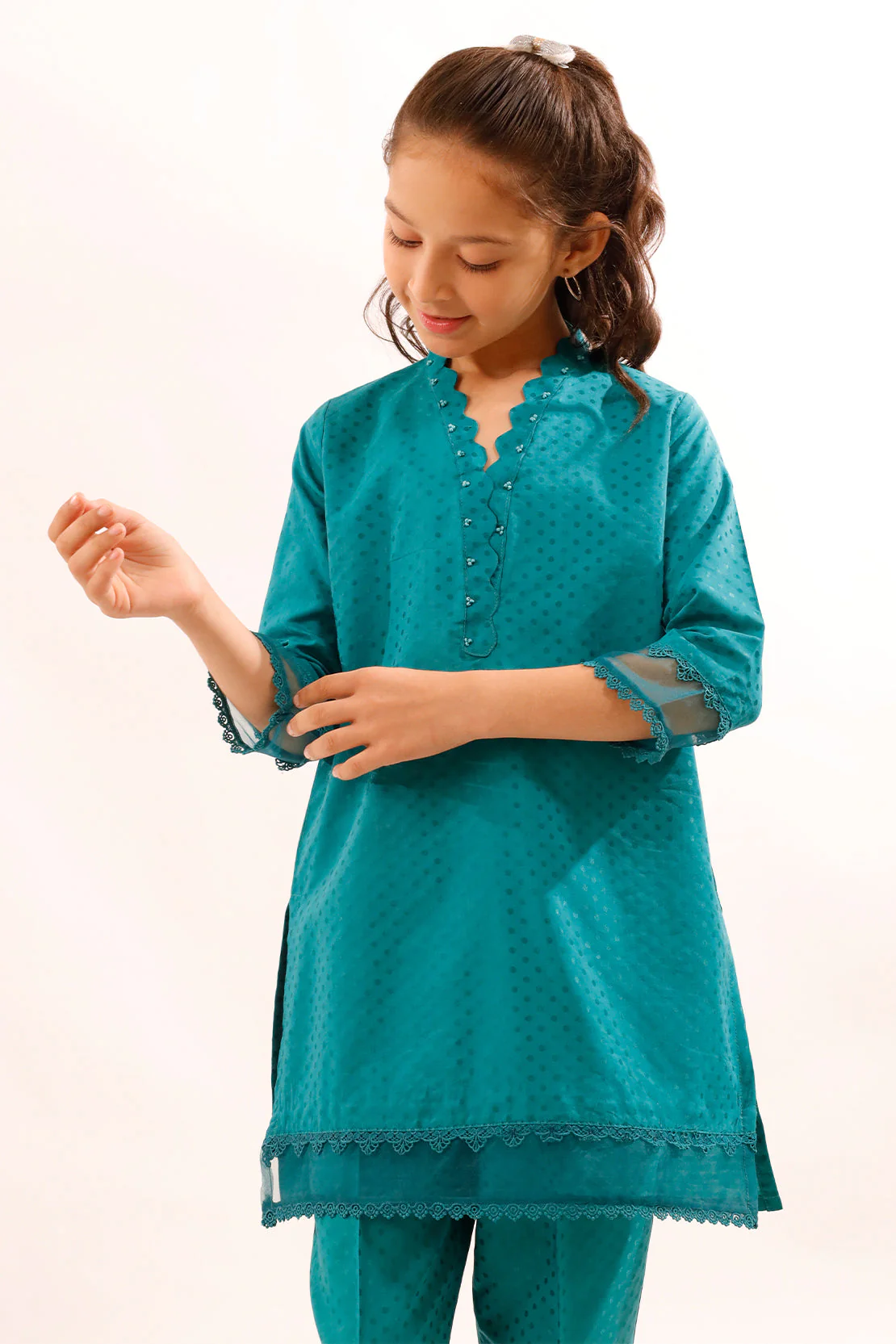 Stitched Self Jacquard Shirt/Trouser For Kids - Image 5