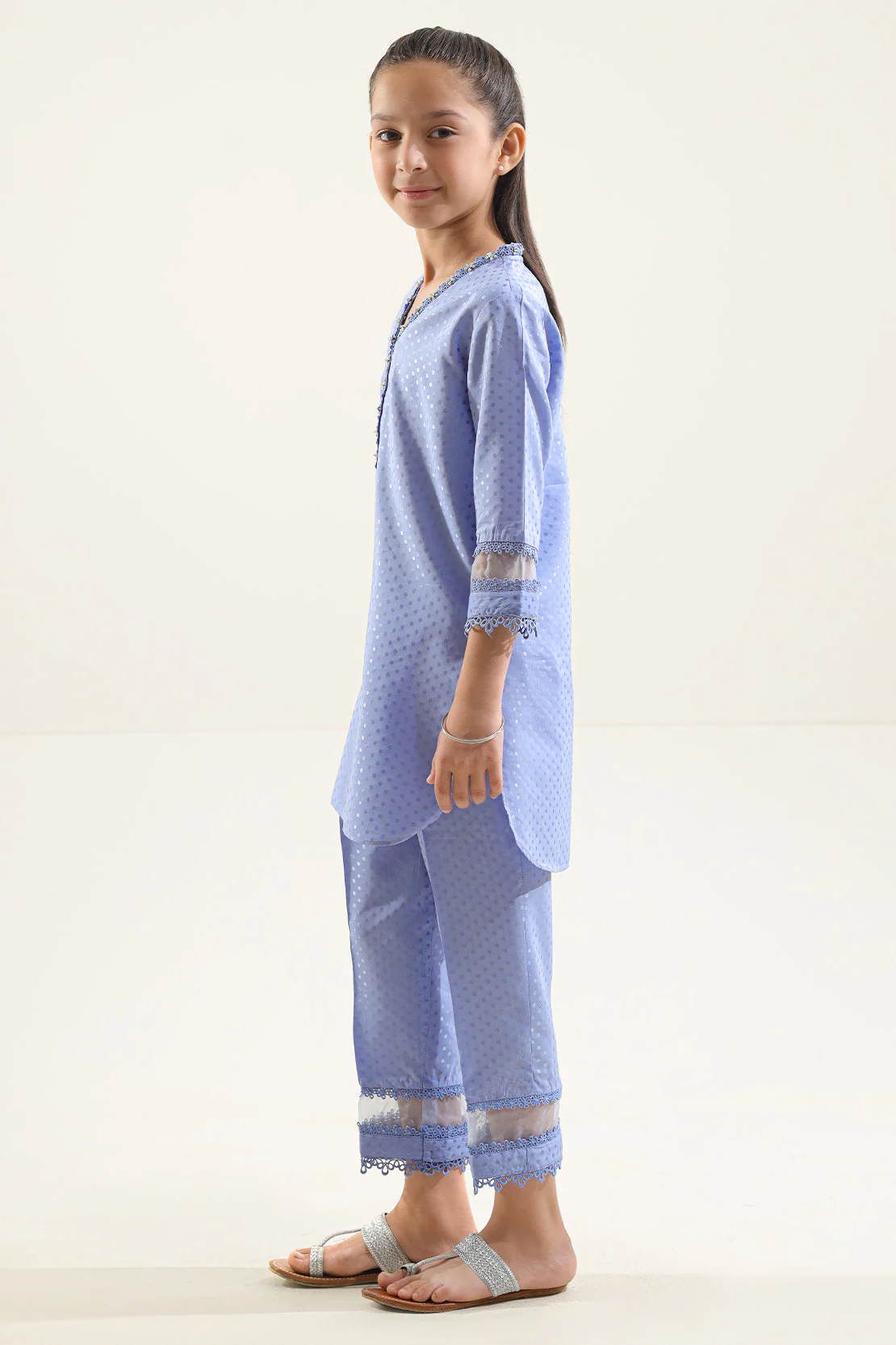 Stitched Self Jacquard Shirt/Trouser For Kids - Image 4