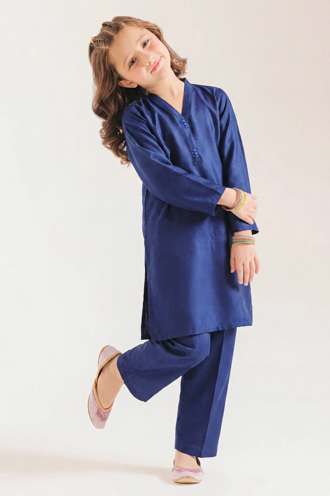 Stitched Self Jacquard Shirt/Trouser For Kids