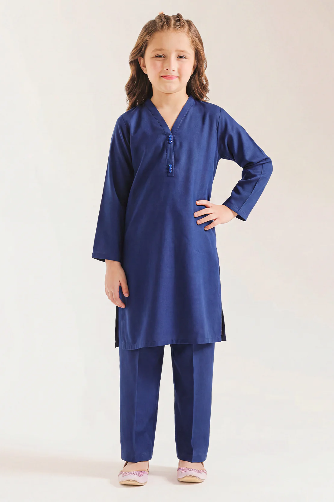 Stitched Self Jacquard Shirt/Trouser For Kids - Image 2