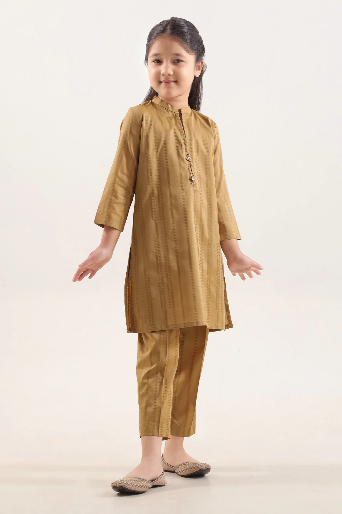 Stitched Self Jacquard Shirt/Trouser For Kids