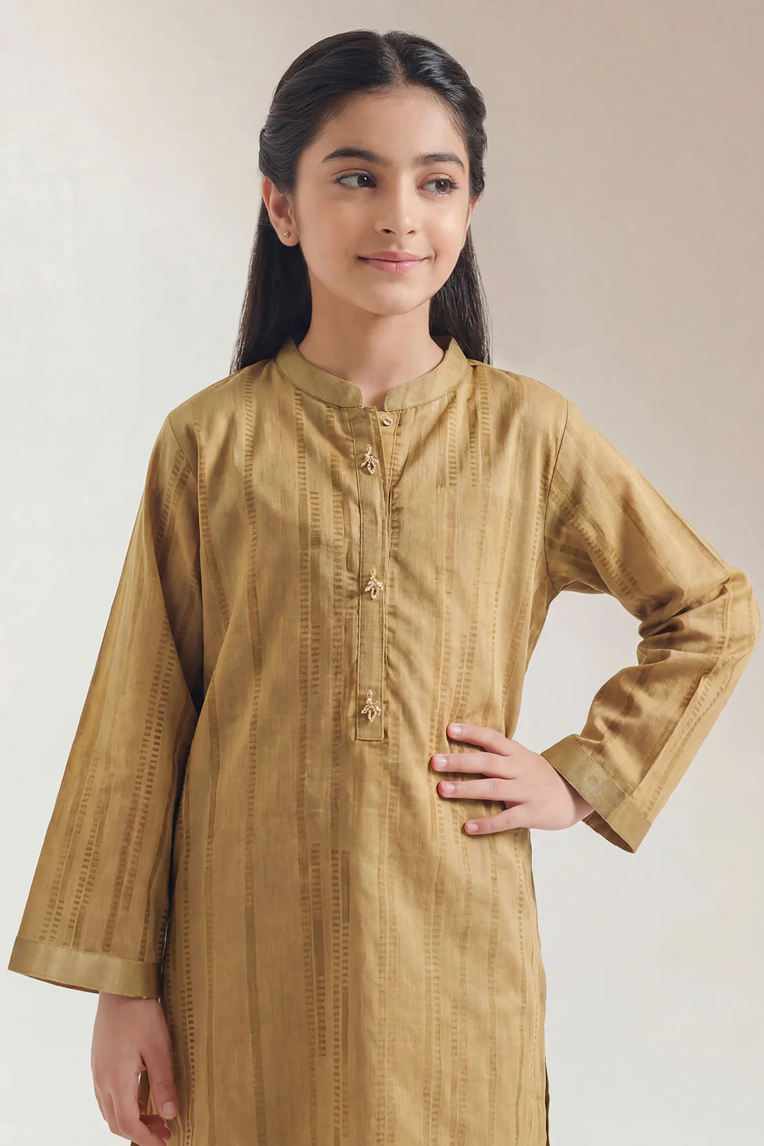 Stitched Self Jacquard Shirt/Trouser For Kids - Image 3