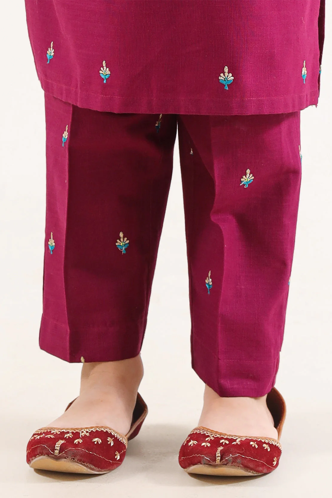 Stitched Solid Embroidered Cross Hatch Shirt/trouser For Kids - Image 6