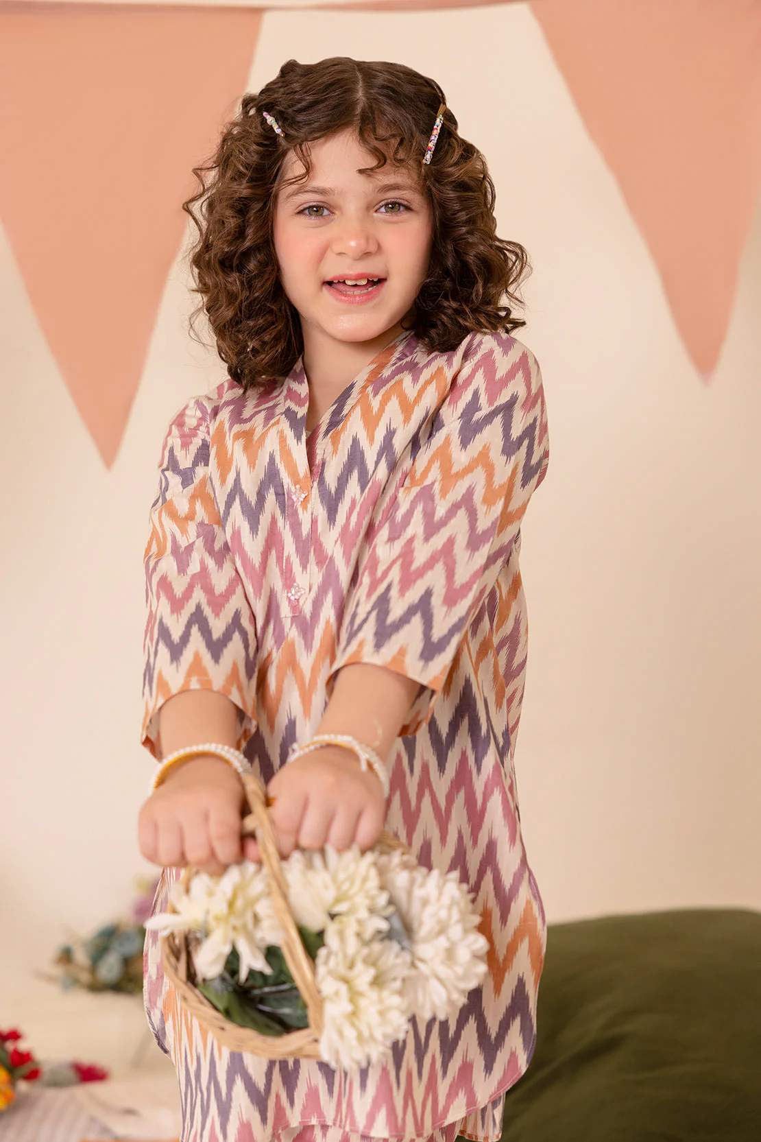 Stitched Strip Lawn Shirt For Kids - Image 2