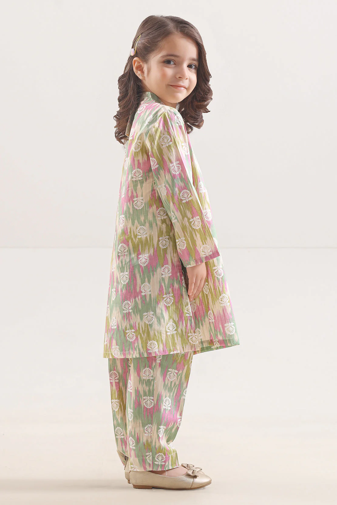 Stitched Strip Lawn Shirt For Kids - Image 2
