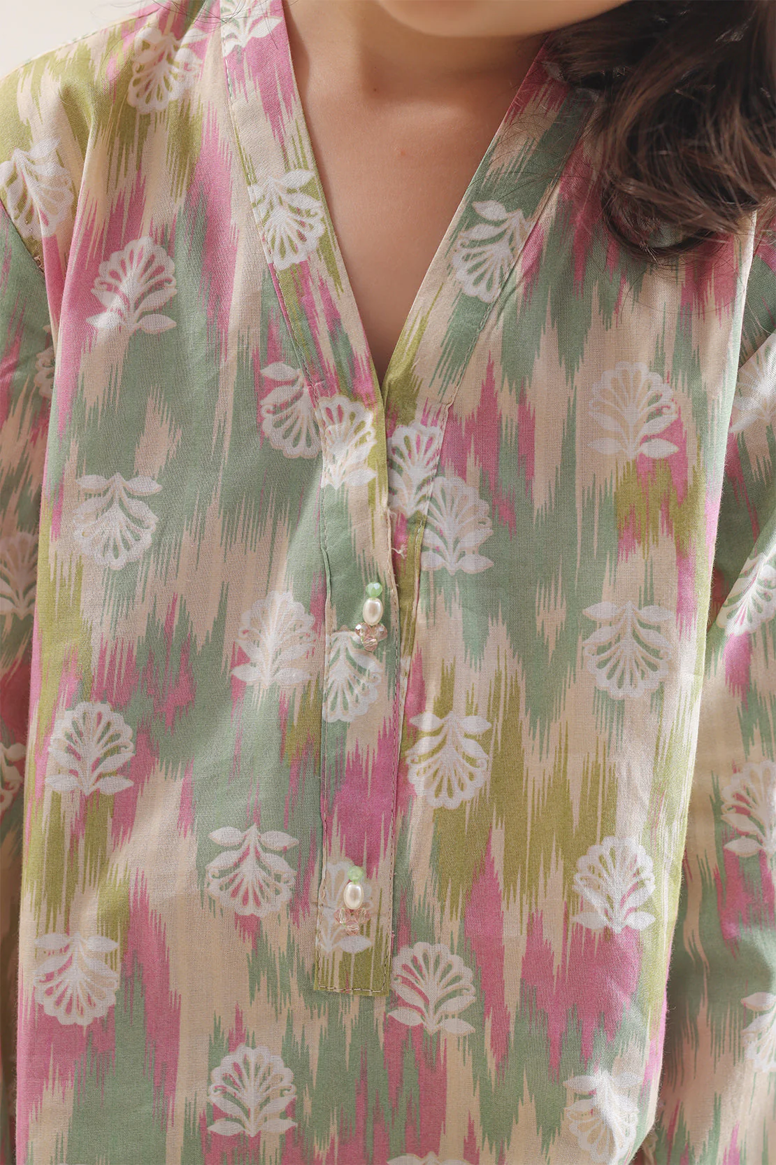 Stitched Strip Lawn Shirt For Kids - Image 5