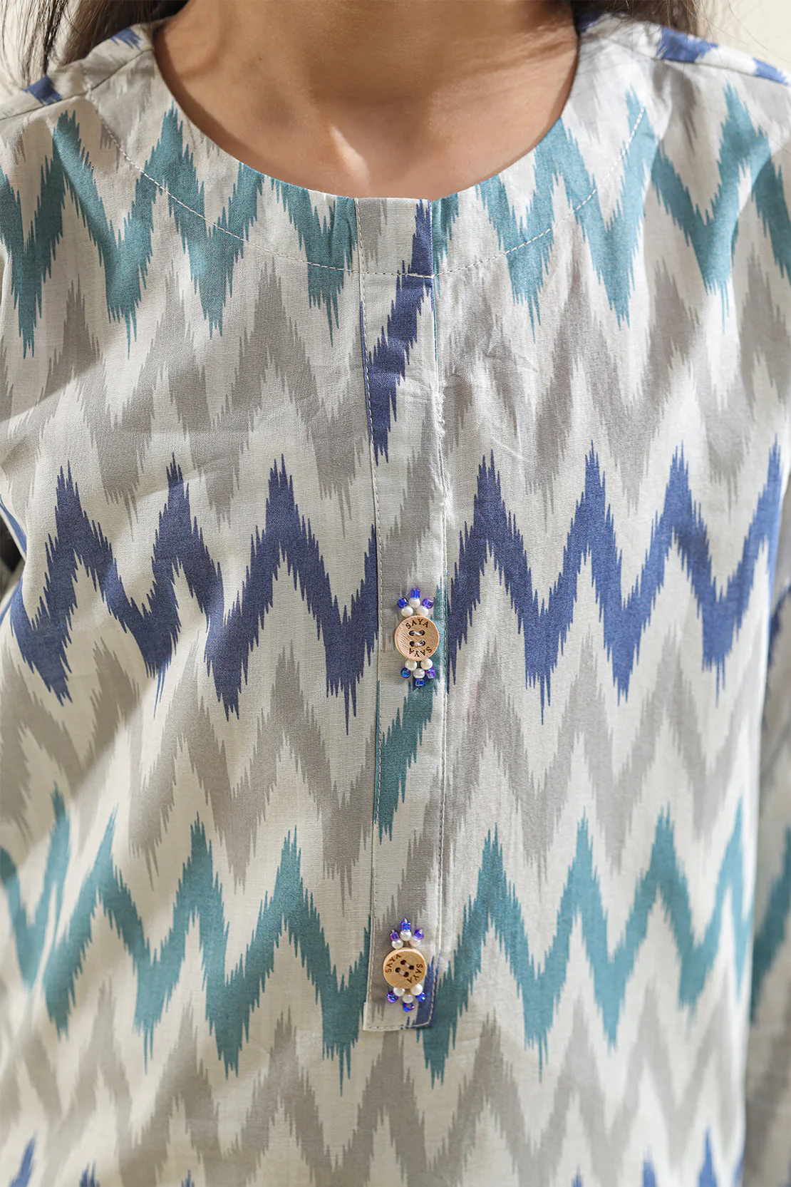 Stitched Printed Strip Lawn Shirt For Kids - Image 4