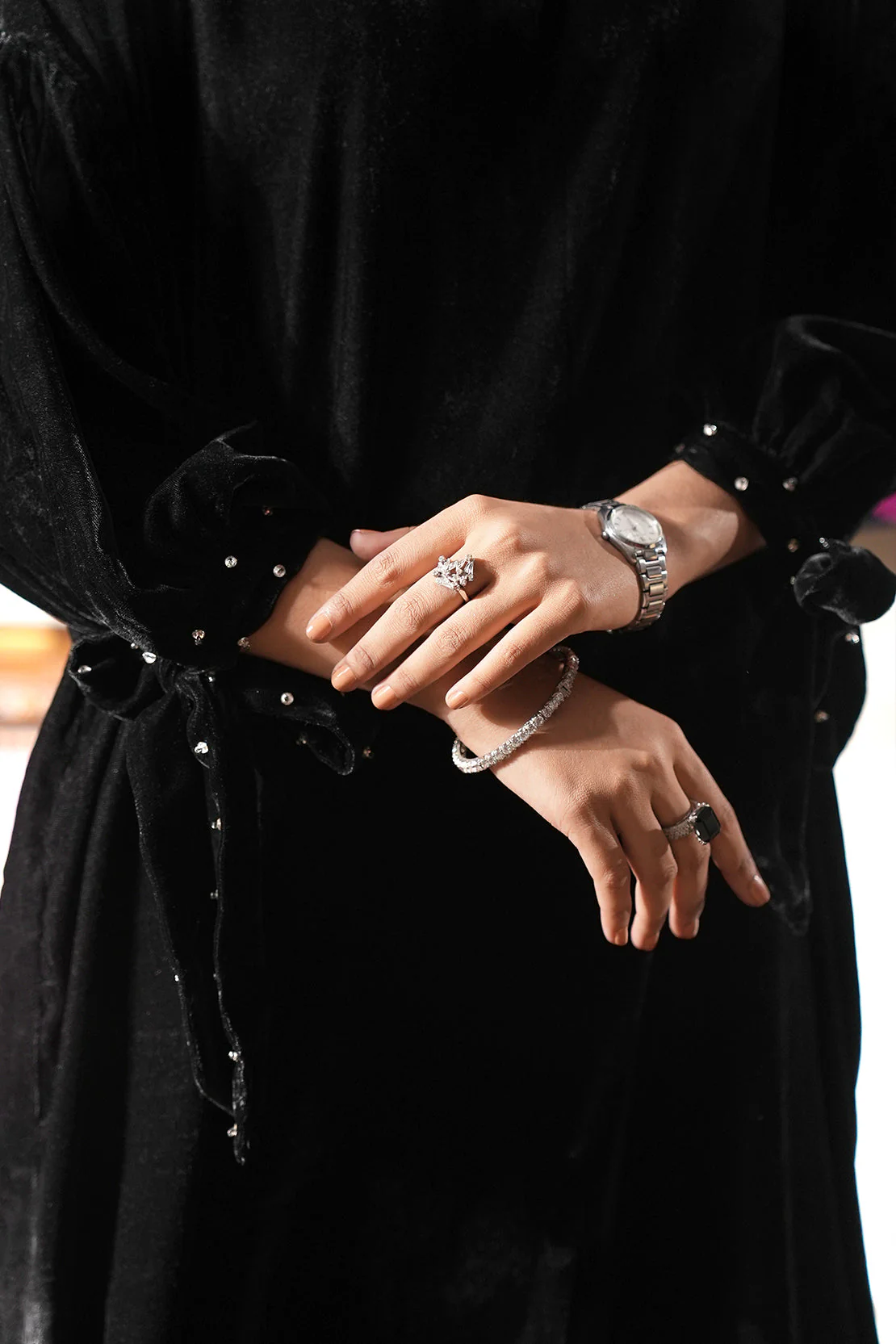 Stitched Velvet Embellished long shirt - Image 6