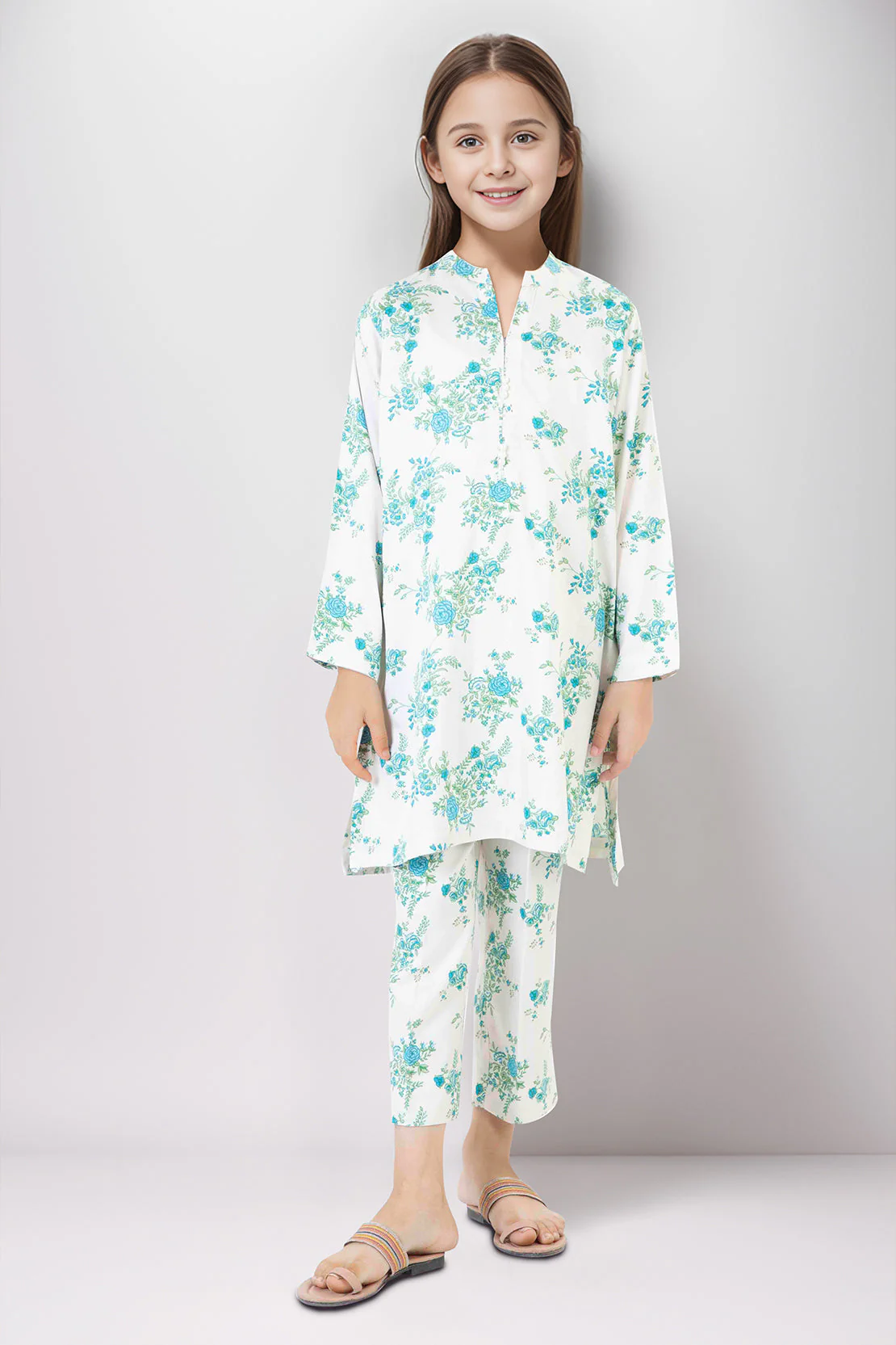 Stitched Viscose Twill Shirt/Trouser For Kids
